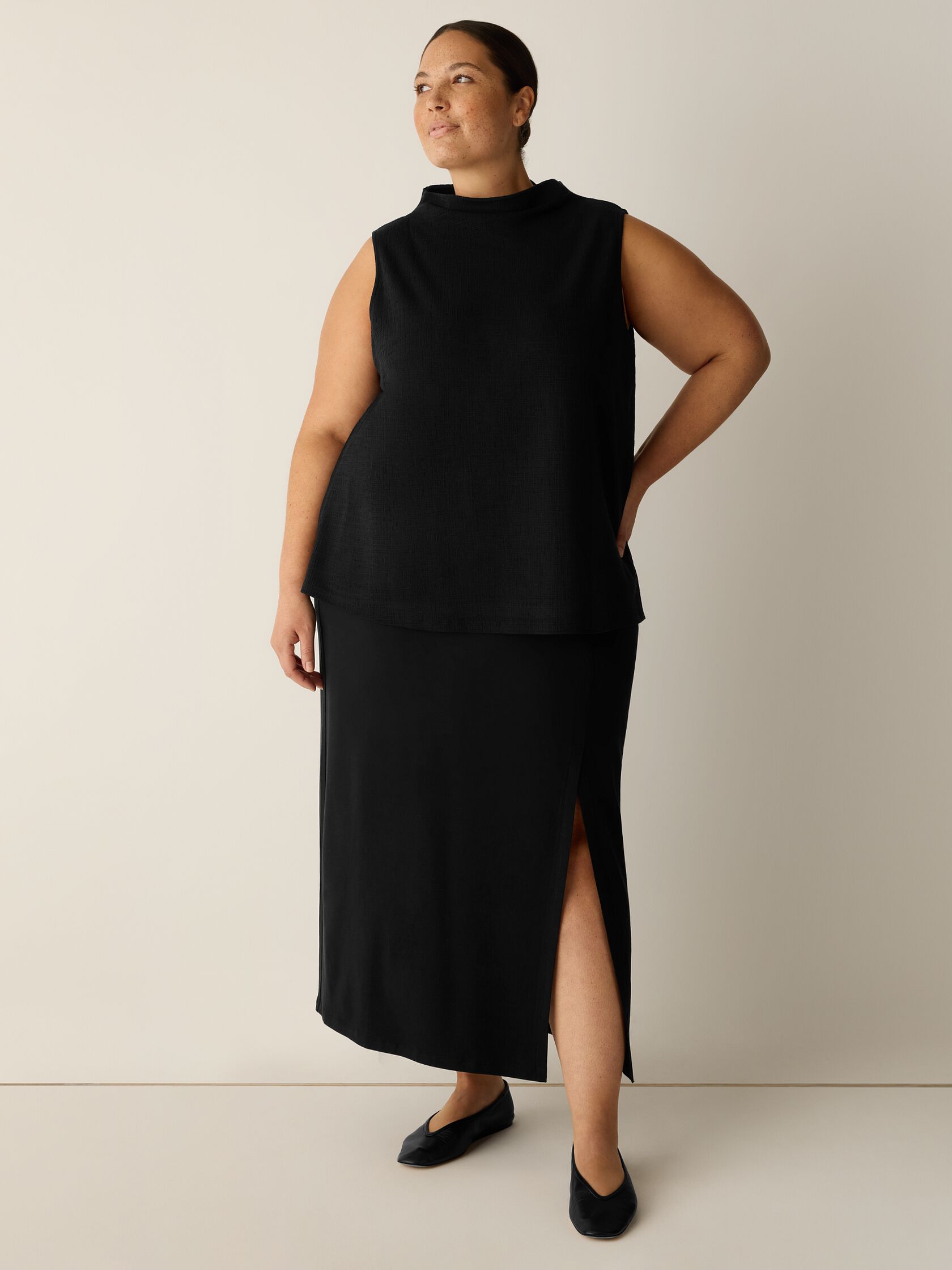 Cross Hatch Stretch Jersey Funnel Neck Tank