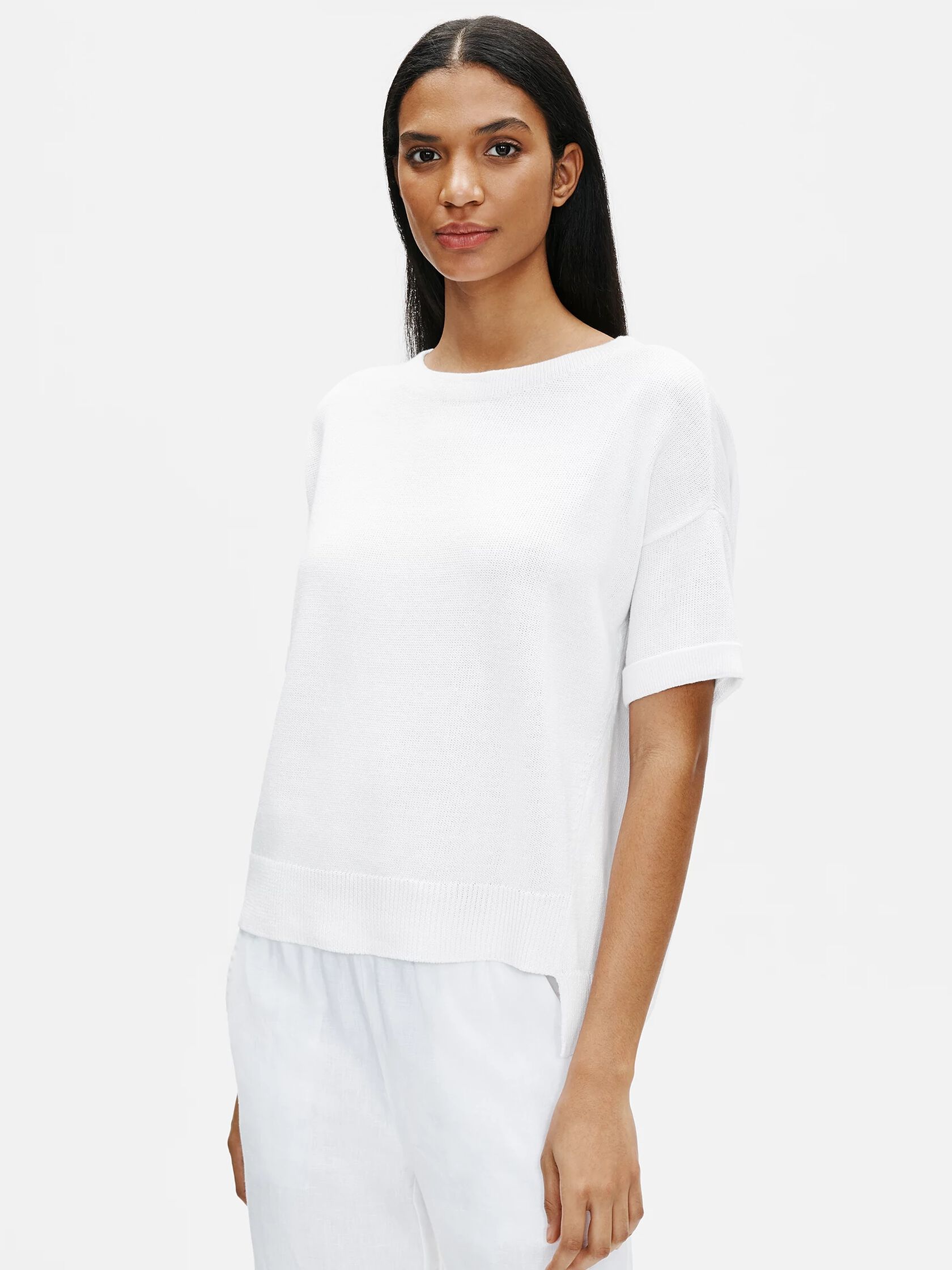Organic Linen Cotton Scoop Neck Box-Top