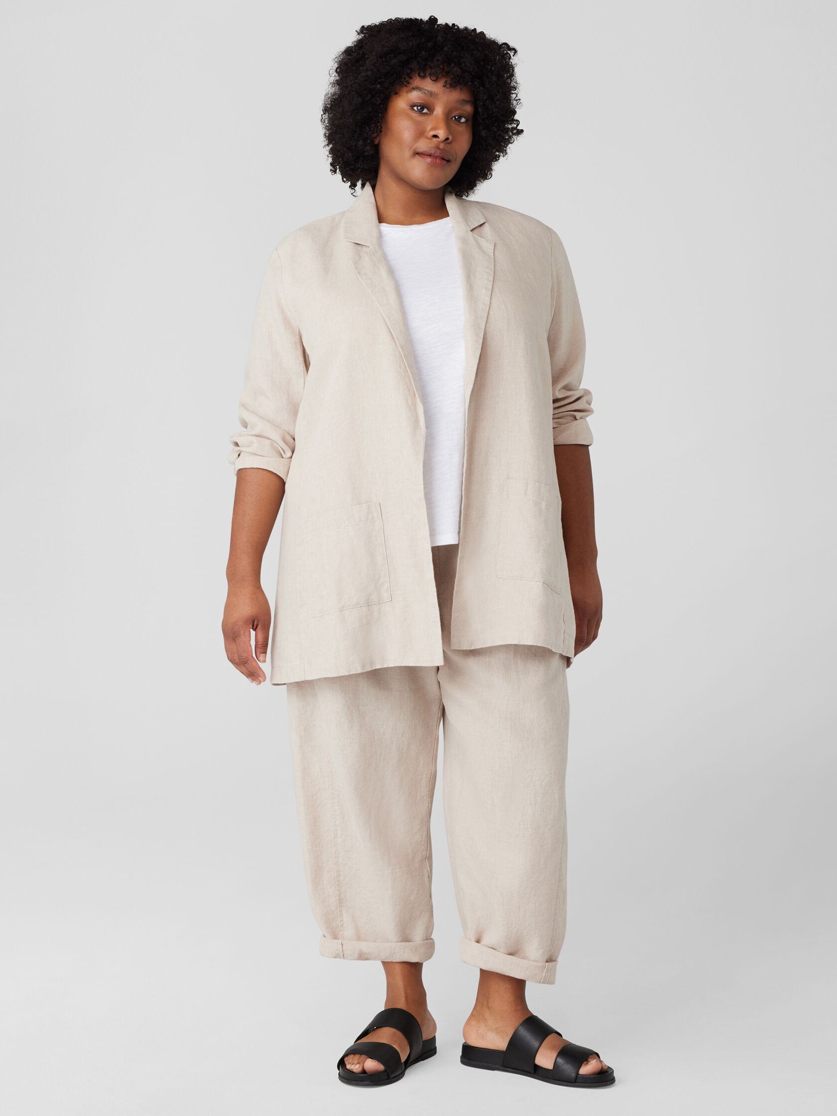 Organic Linen Long Blazer