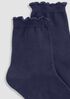 Cotton Rib Scallop Edge Short Crew Sock