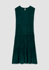 Crushed Silk Jewel Neck Tiered Dress