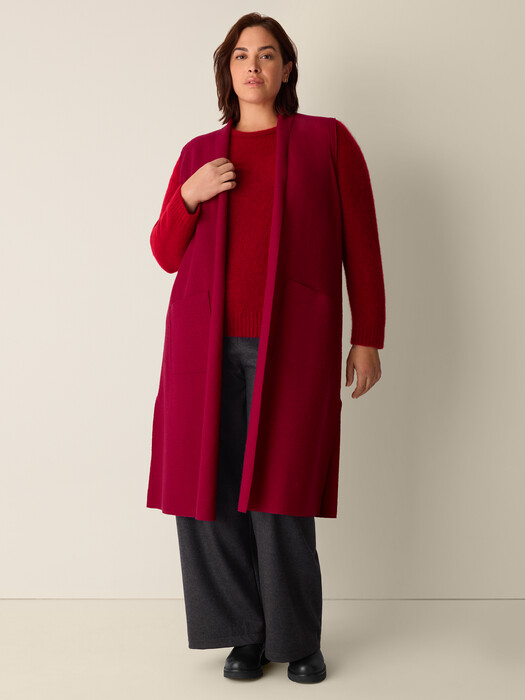 Lightweight Boiled Wool Shawl Collar Vest in Regenerative Wool