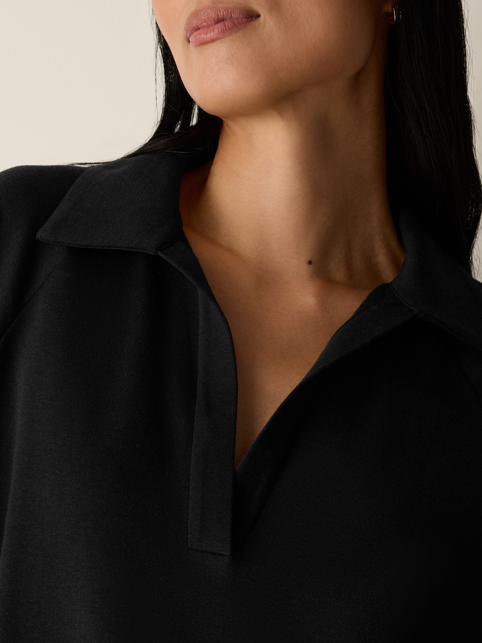 Cozy Brushed Terry Hug Split Neck Top