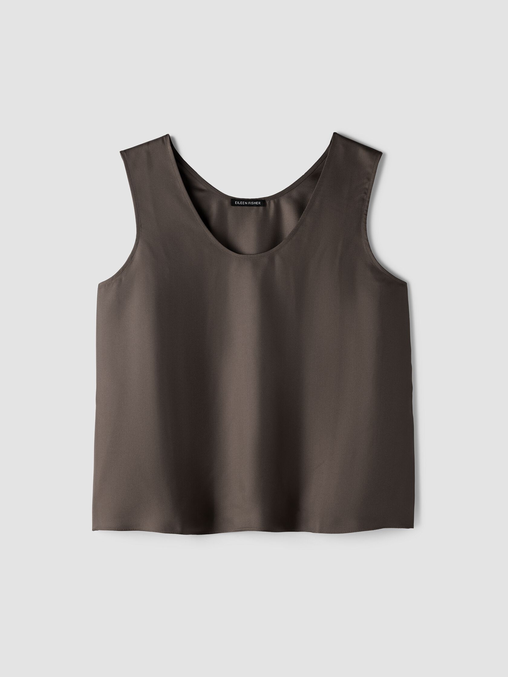 Silk Twill Curved V-Neck Tank