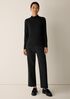 Sheer Cotton Blend Knit Funnel Neck Top