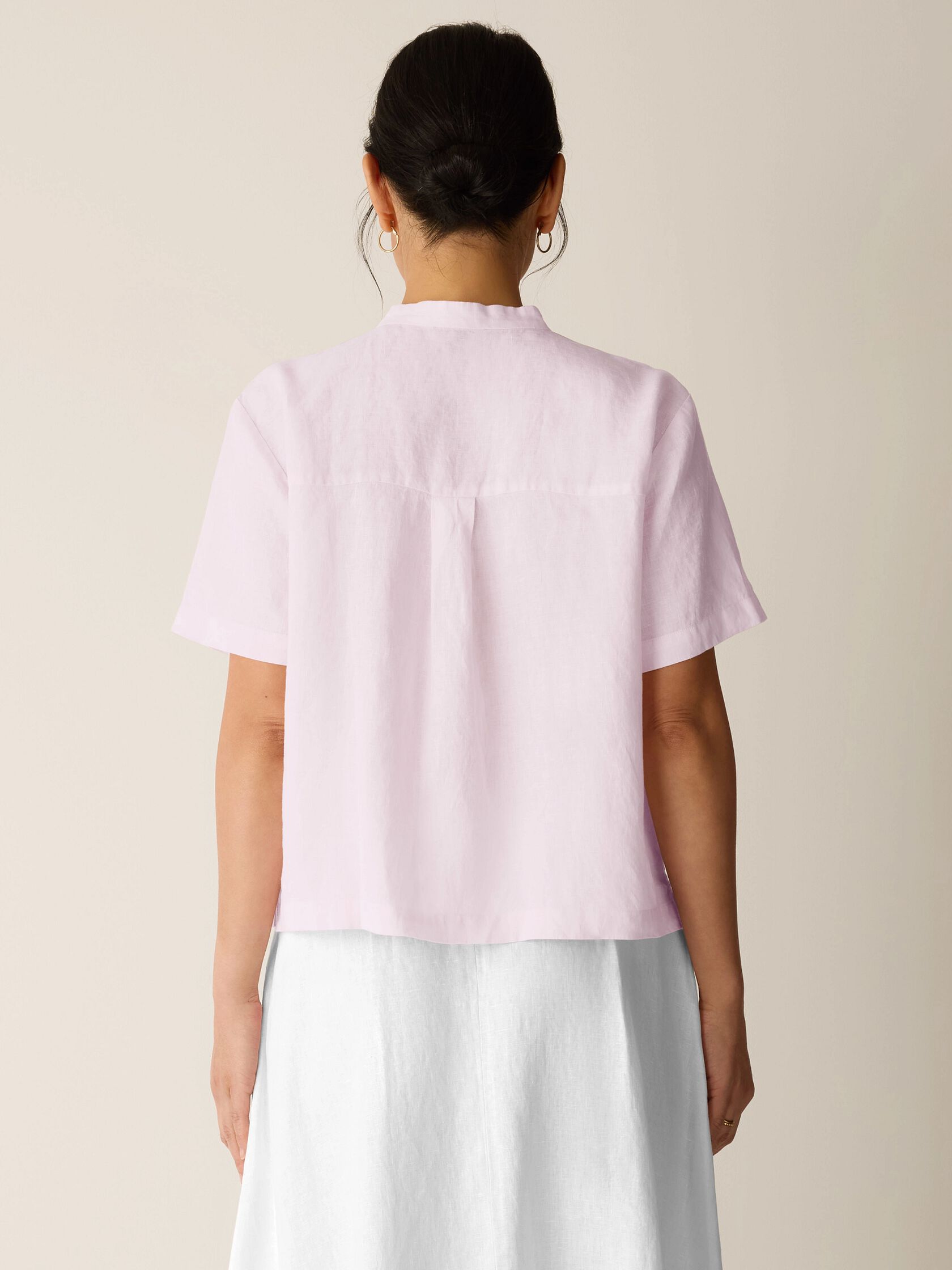 Organic Handkerchief Linen Band Collar Shirt