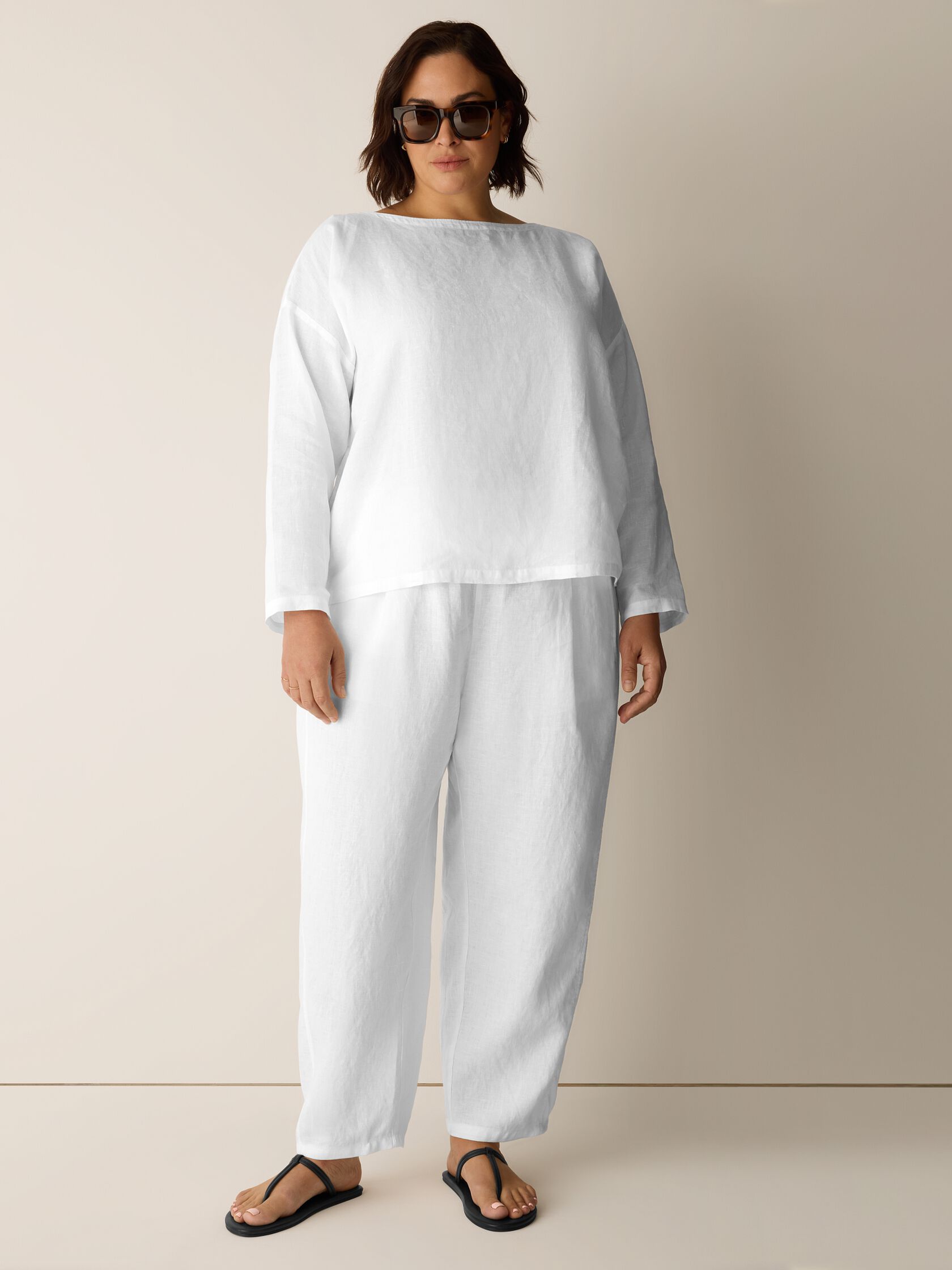 Organic Handkerchief Linen Bateau Neck Box-Top