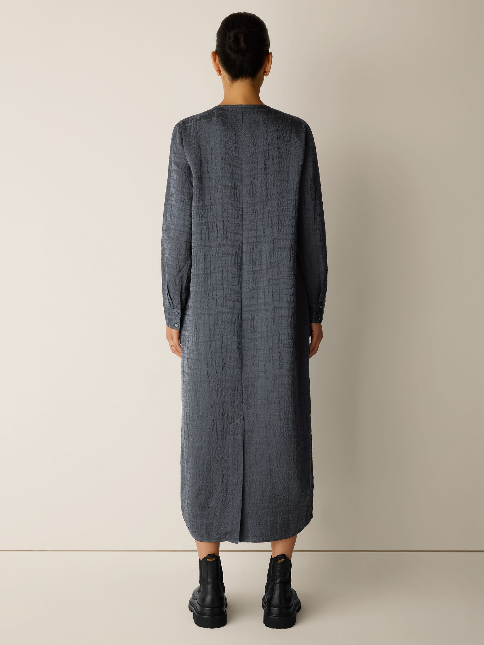 Dimensional Silk Jacquard Oval Dress