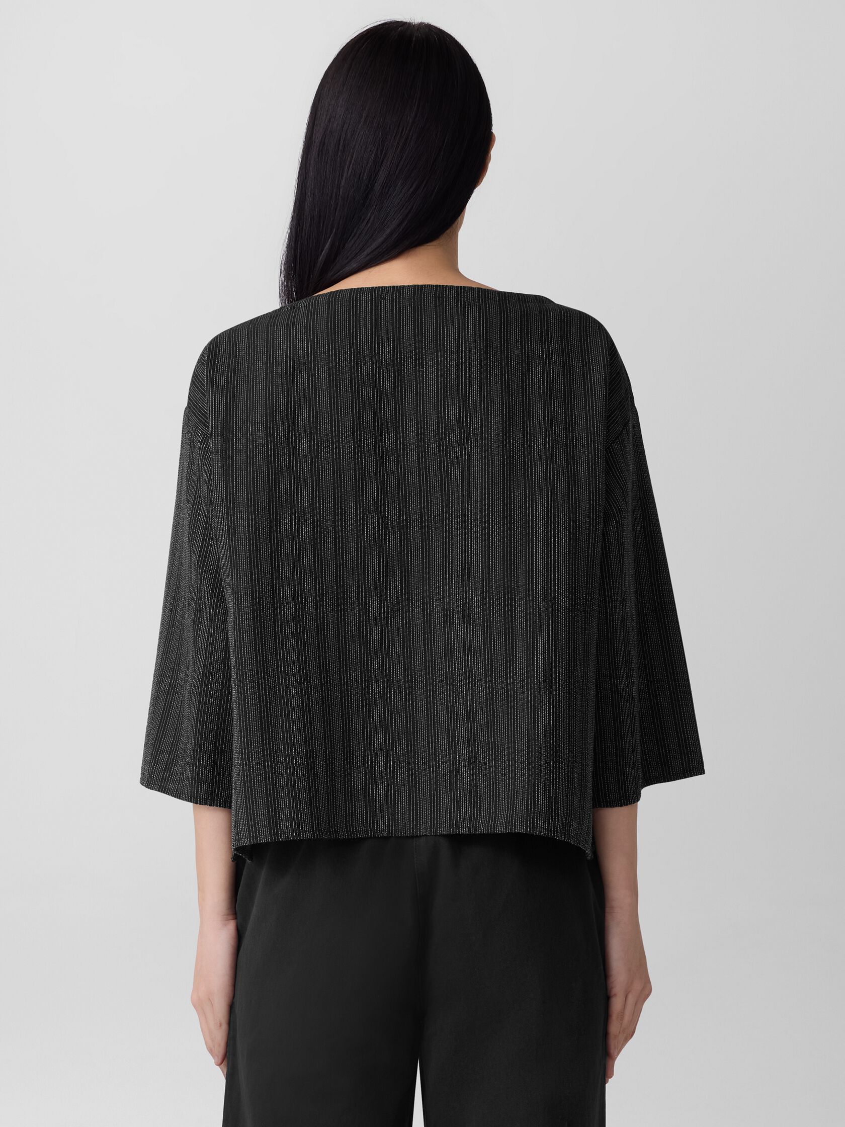 Cotton Blend Stripe Stitch Box-Top