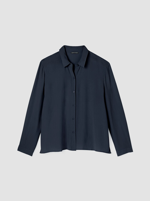 Silk Georgette Crepe Classic Collar Shirt