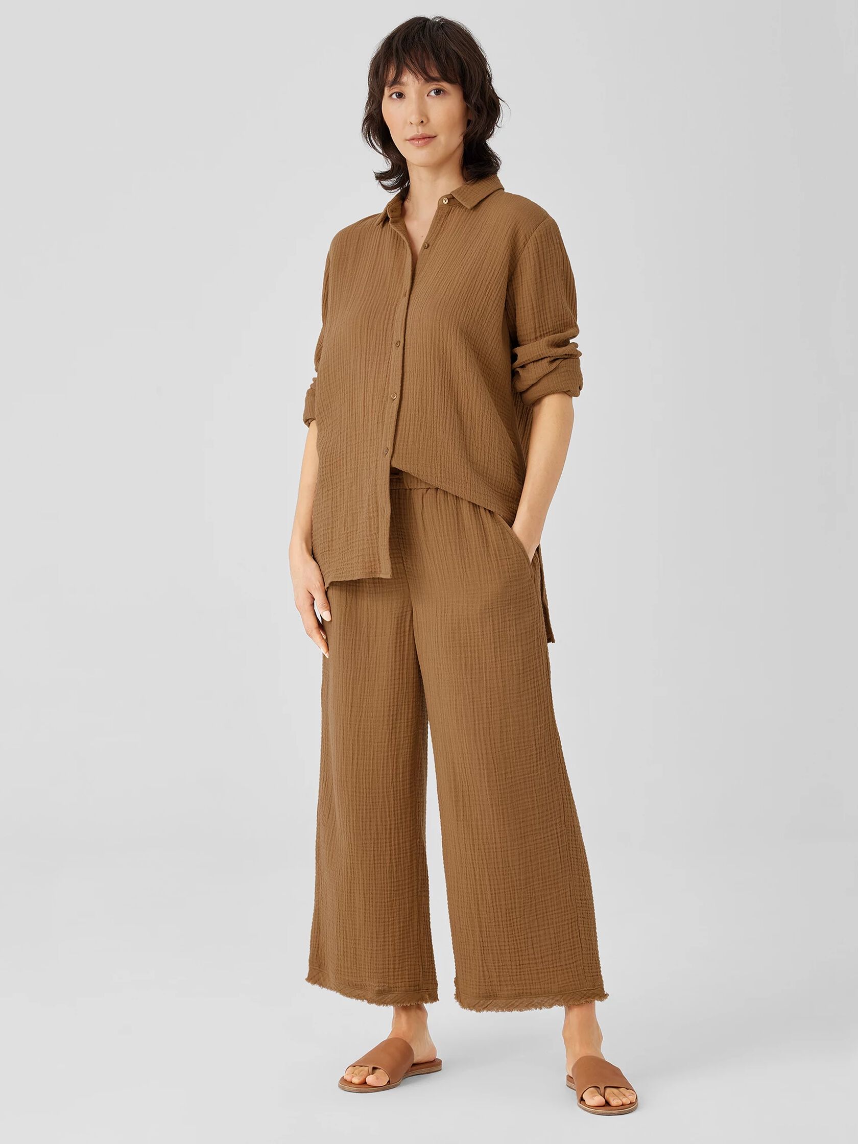 Organic Cotton Gauze Wide-Leg Pant