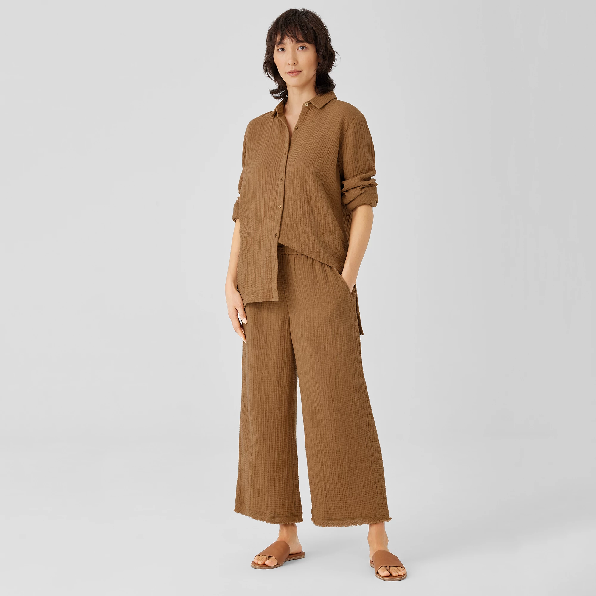 Organic Cotton Gauze Wide-Leg Pant 