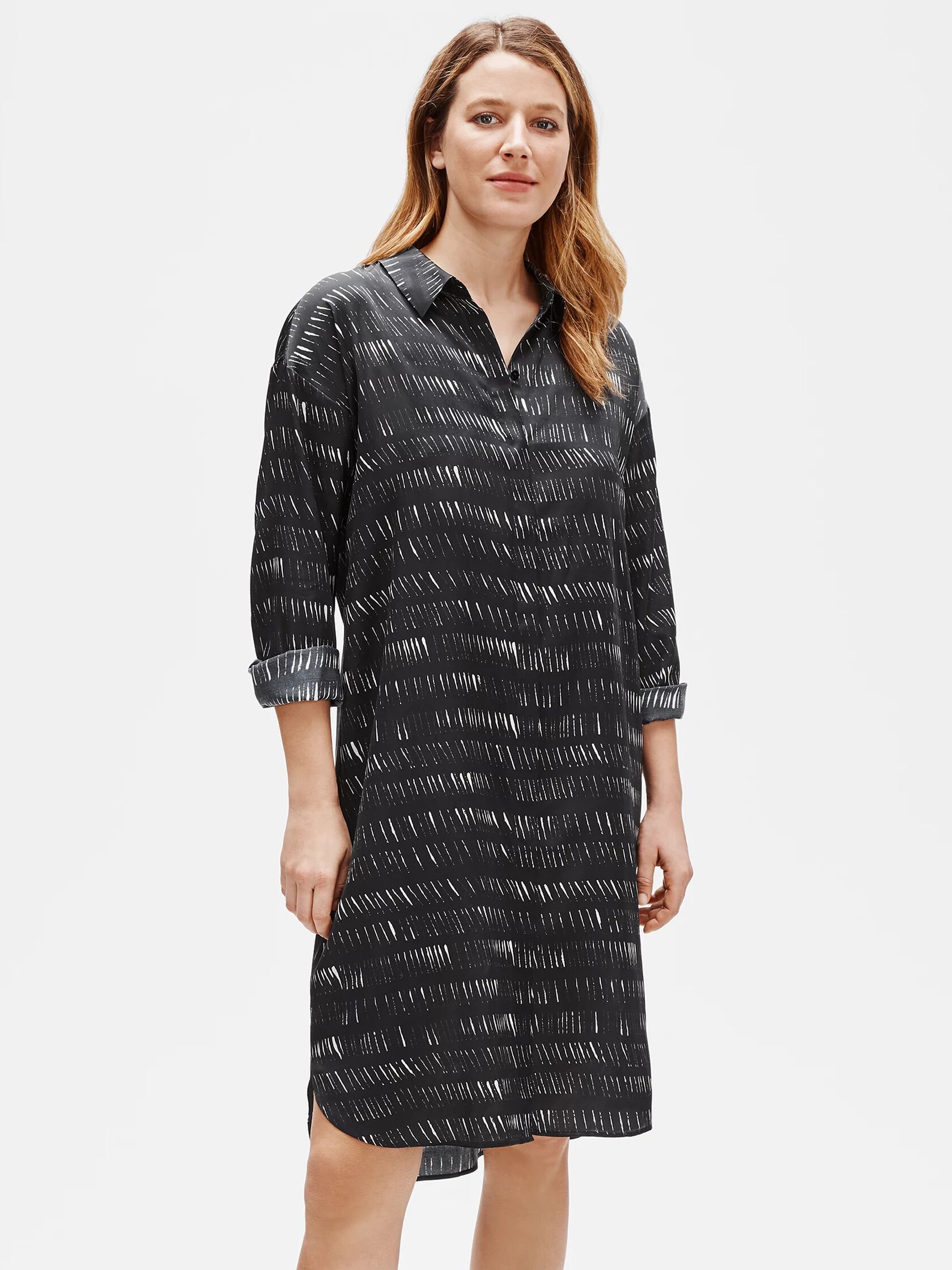 Silk Organic Cotton Dash Shirtdress