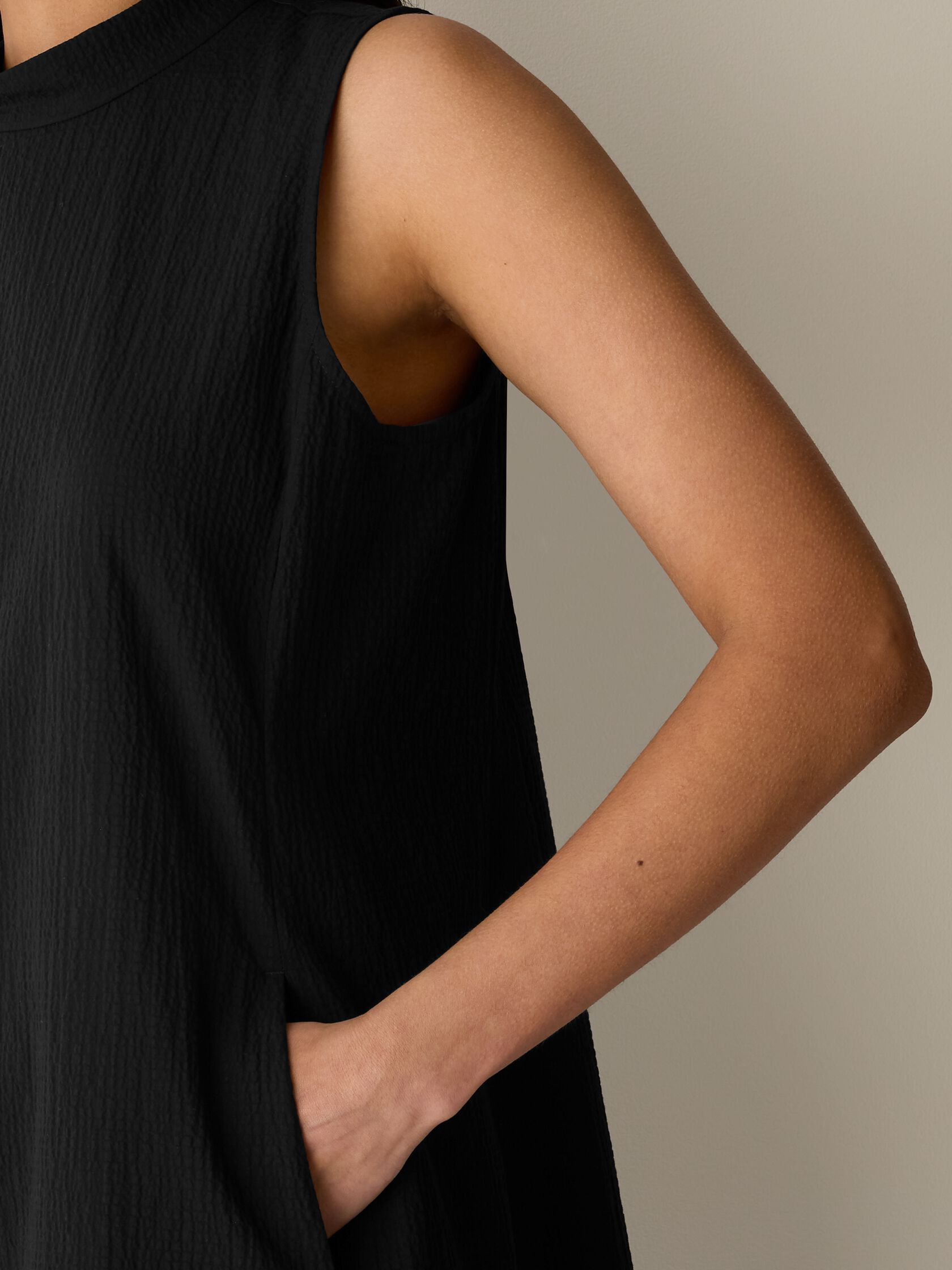 Organic Cotton Pucker Mock Neck Dress