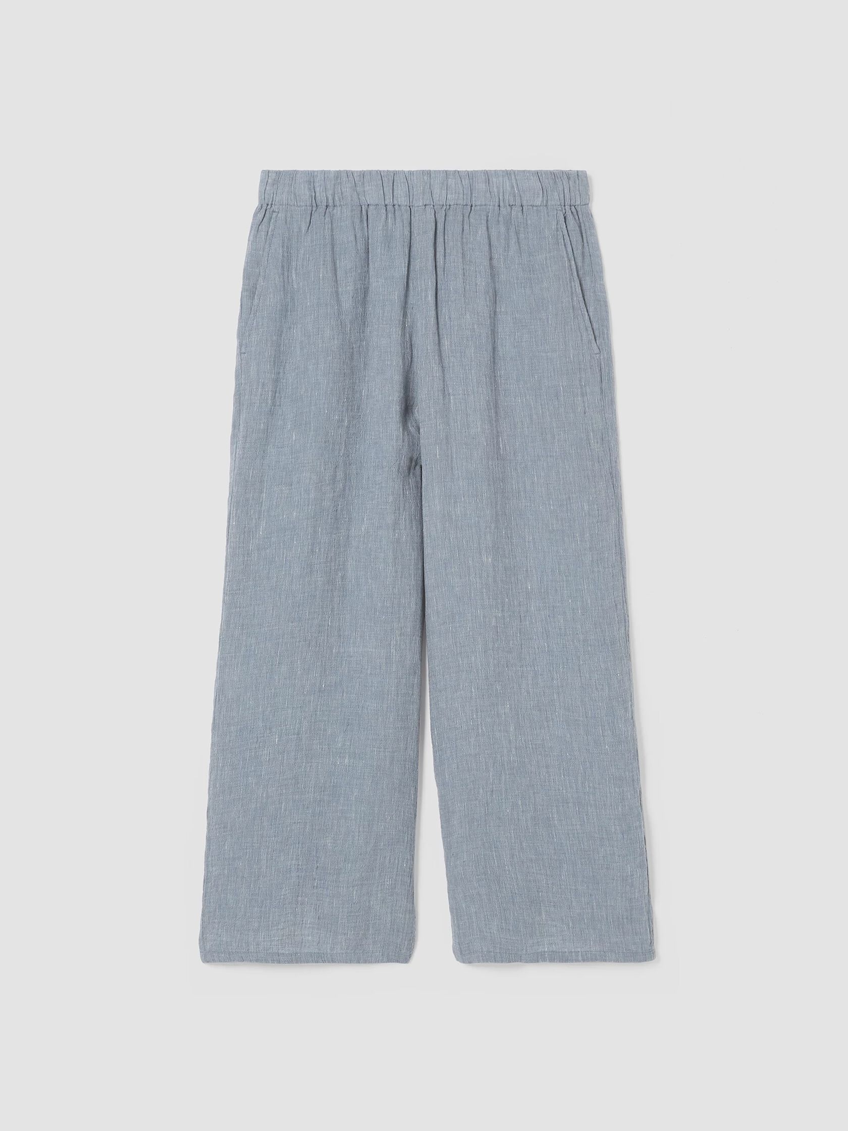 Striped Organic Linen Crinkle Wide-Leg Pant | EILEEN FISHER