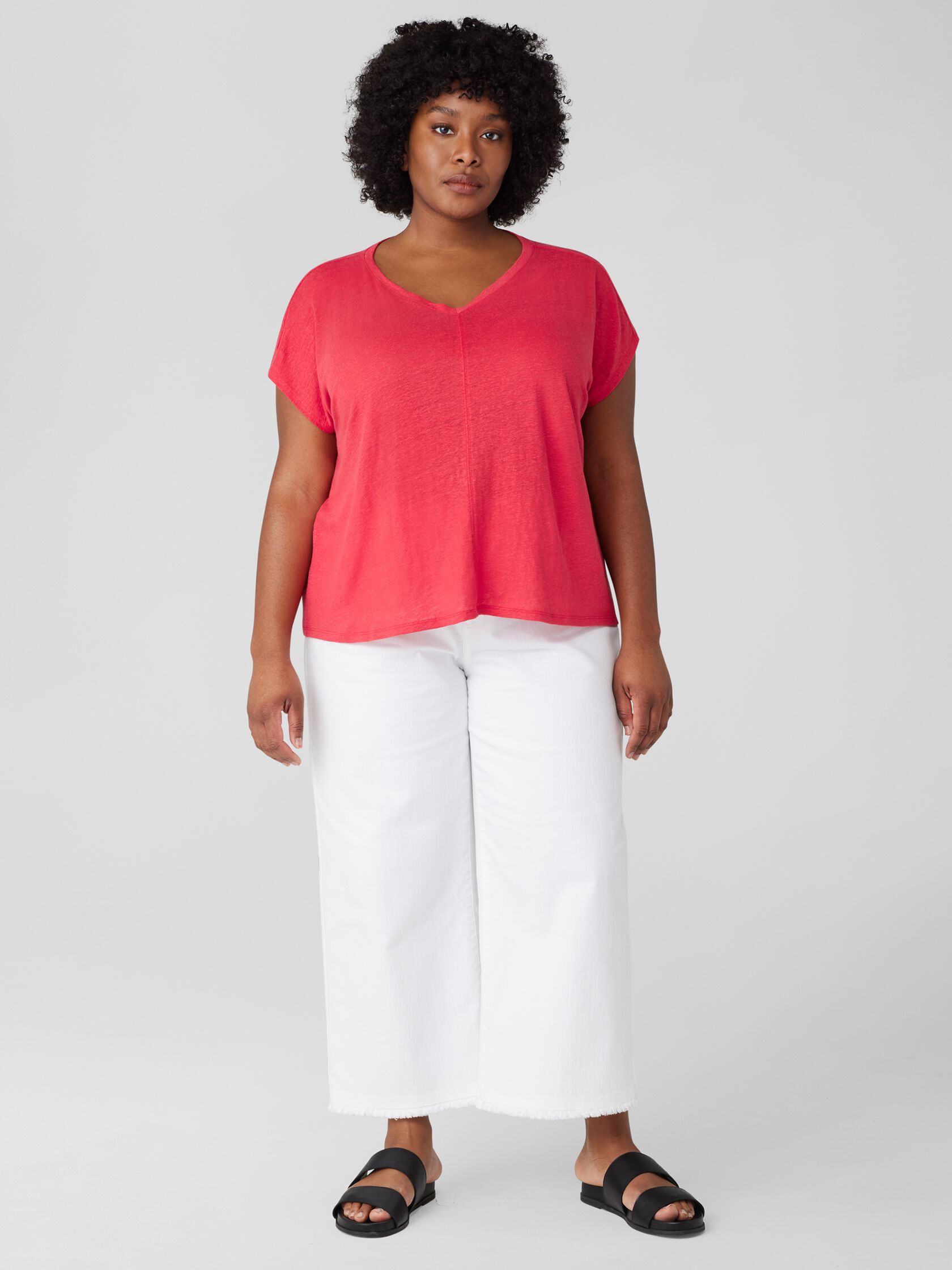 Organic Linen Jersey V-Neck Tee
