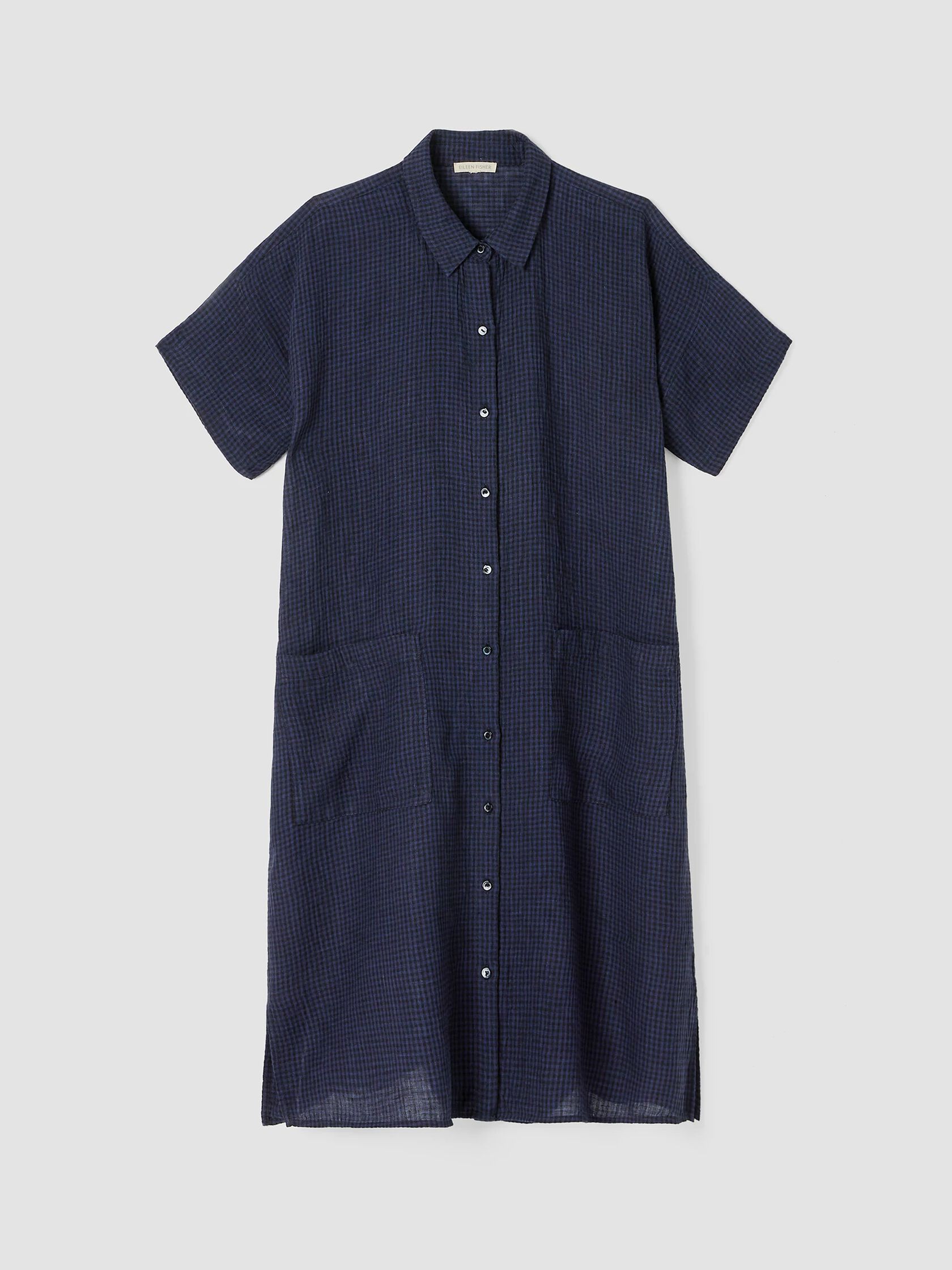 Puckered Organic Linen Classic Collar Dress
