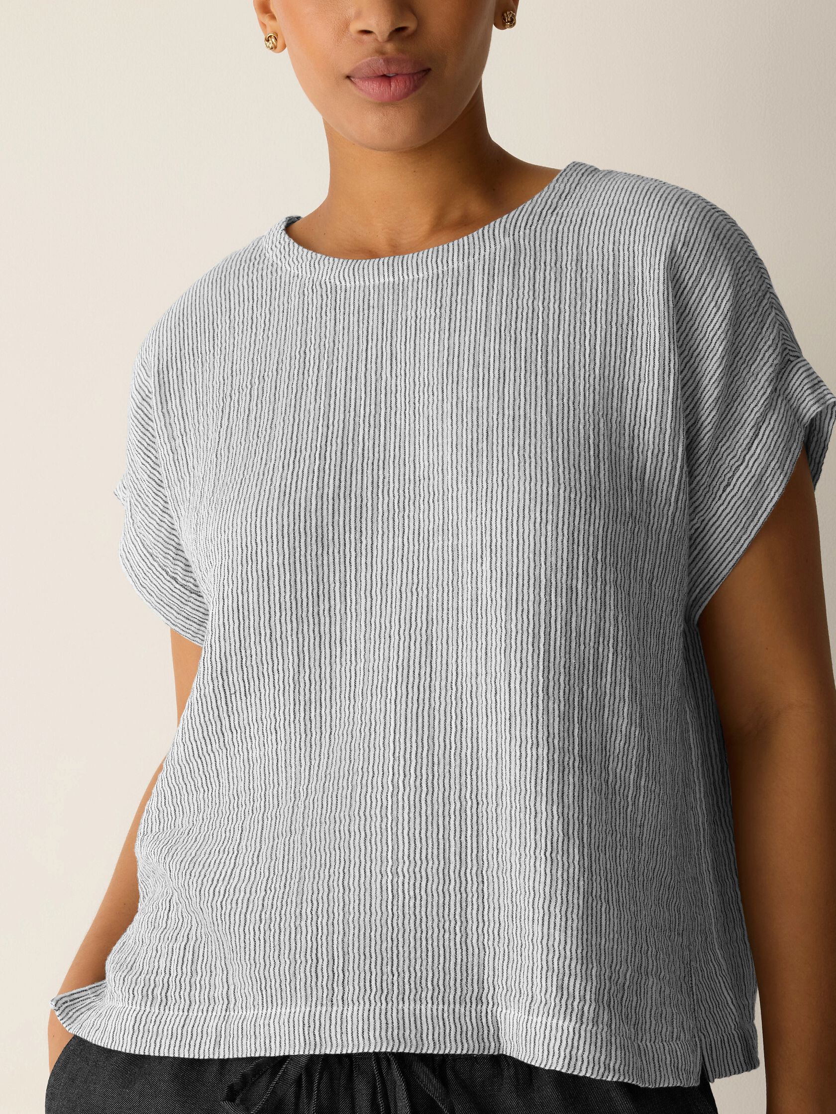 Striped Organic Cotton Gauze Square Top
