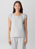 Striped Organic Cotton Jersey Henley Sleep Top