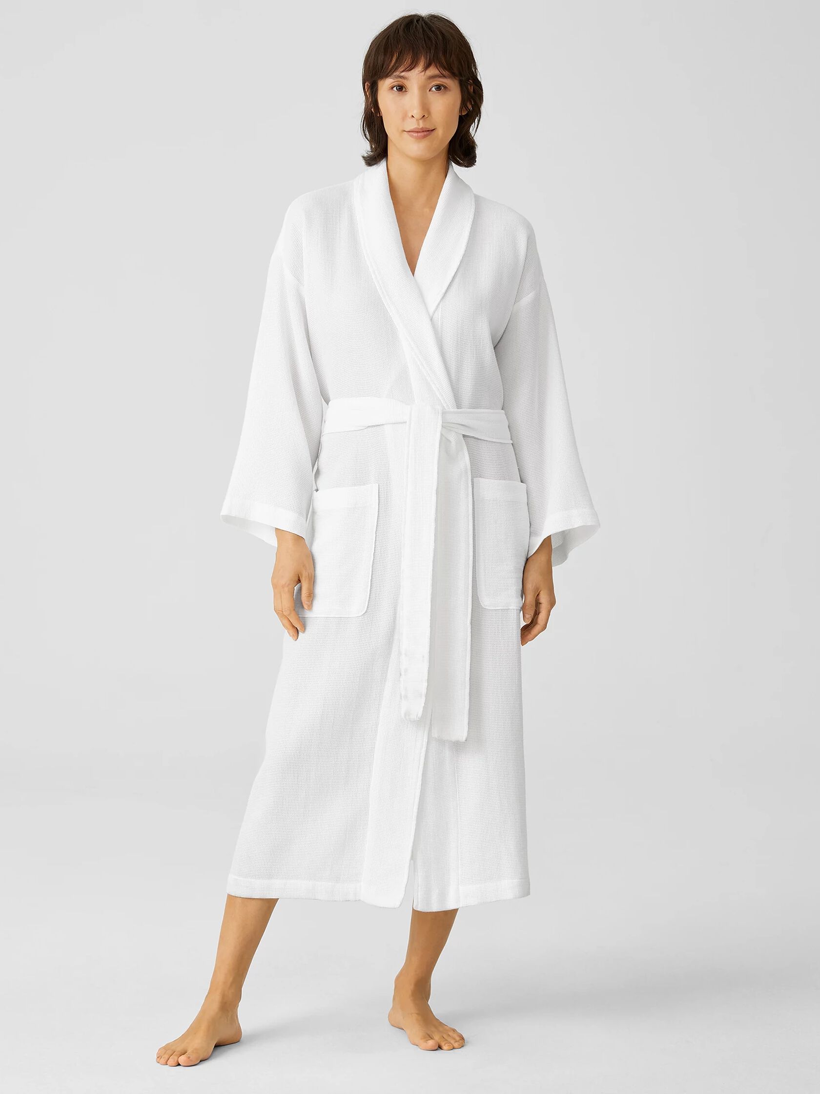 Organic Cotton Waffle Spa Robe | EILEEN FISHER