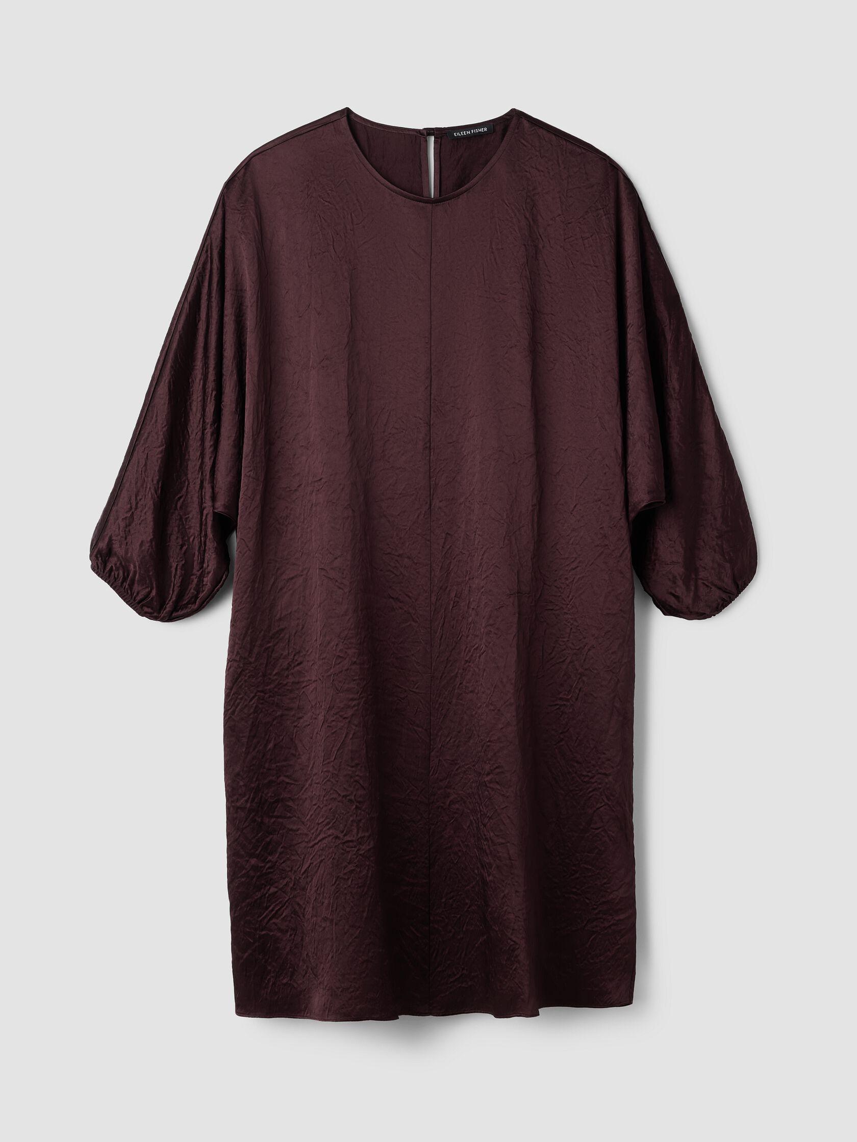 Textured Satin Round Neck Dolman-Sleeve Dress