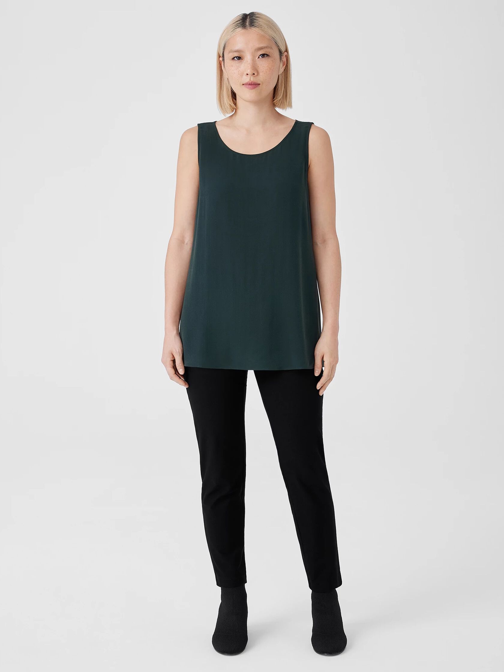 Silk Georgette Crepe Ballet Neck Tank