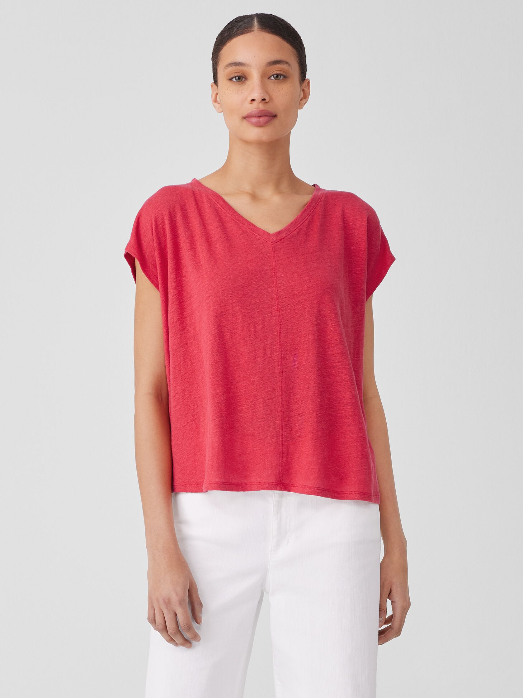 Organic Linen Jersey V-Neck Tee