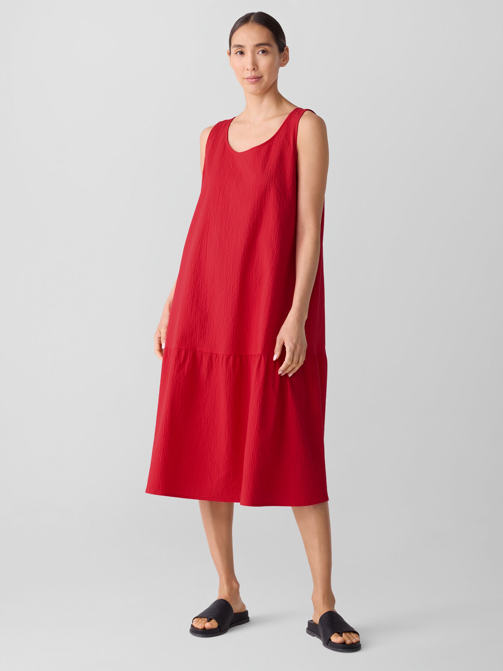 Organic Cotton Pucker Tiered Dress