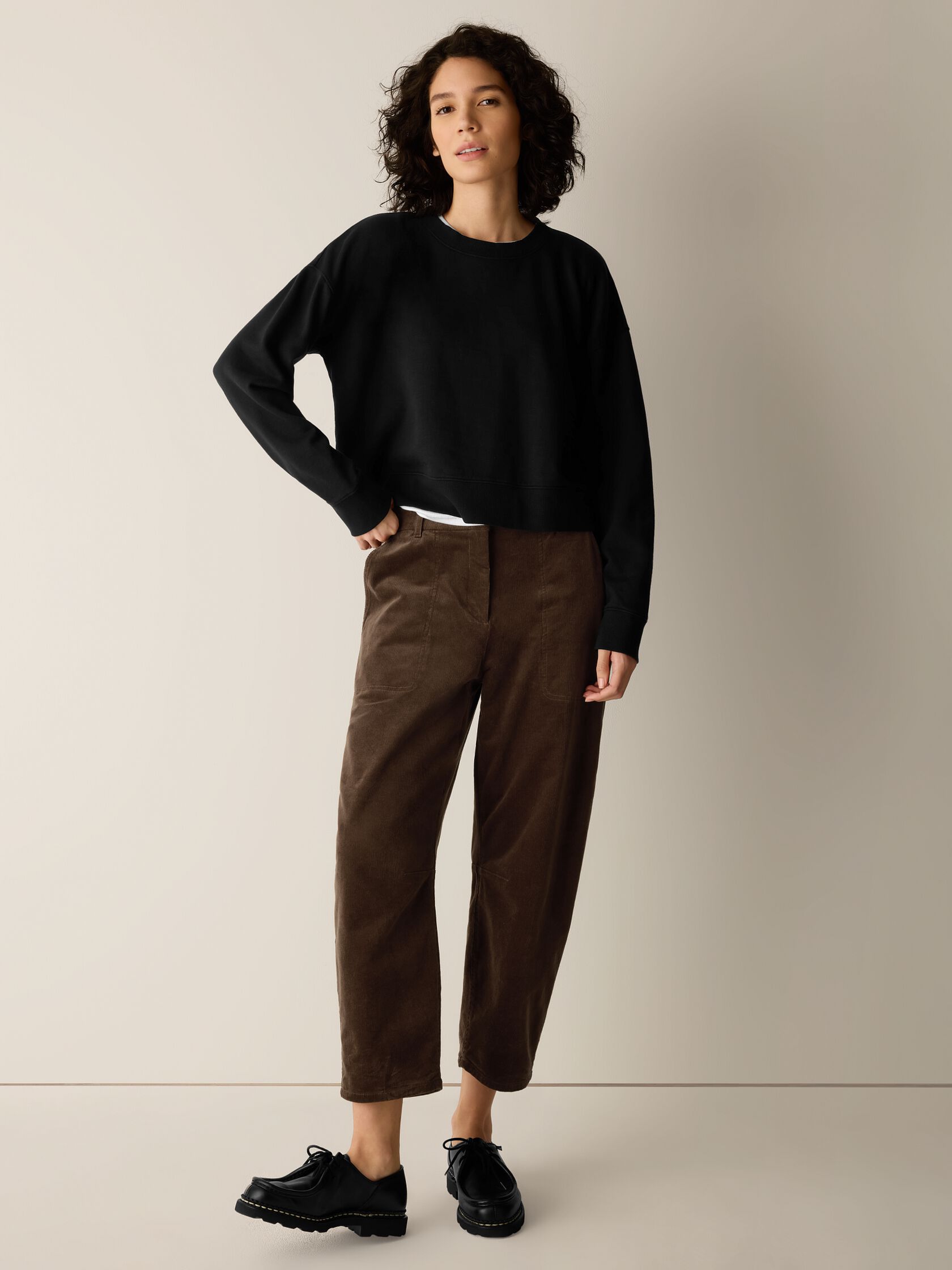 Garment-Dyed Organic Cotton Terry Cropped Box-Top