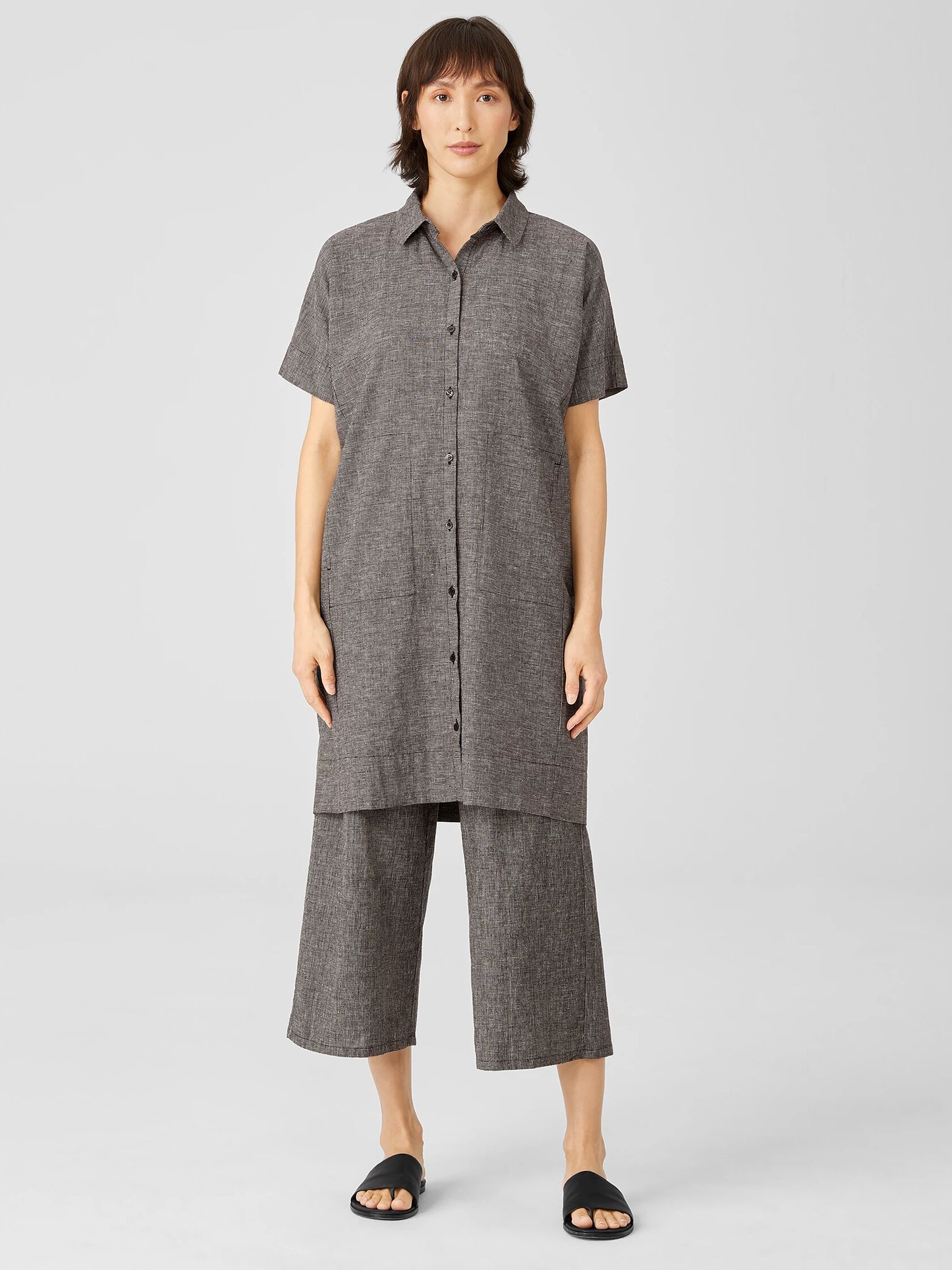 Hemp Organic Cotton Grid Shirtdress | EILEEN FISHER