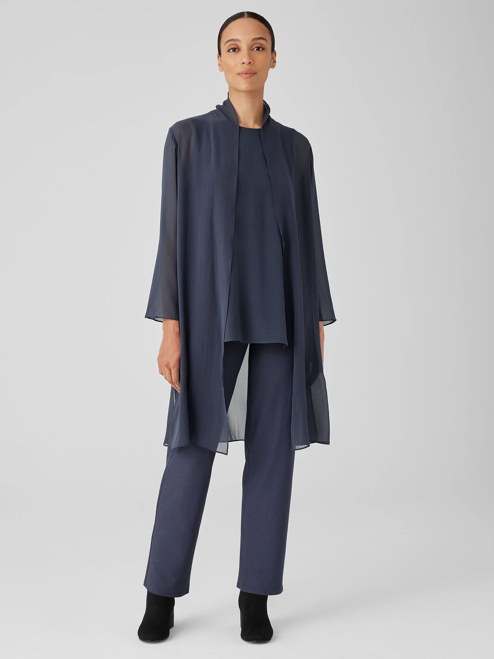 Washable Stretch Crepe Straight Pant