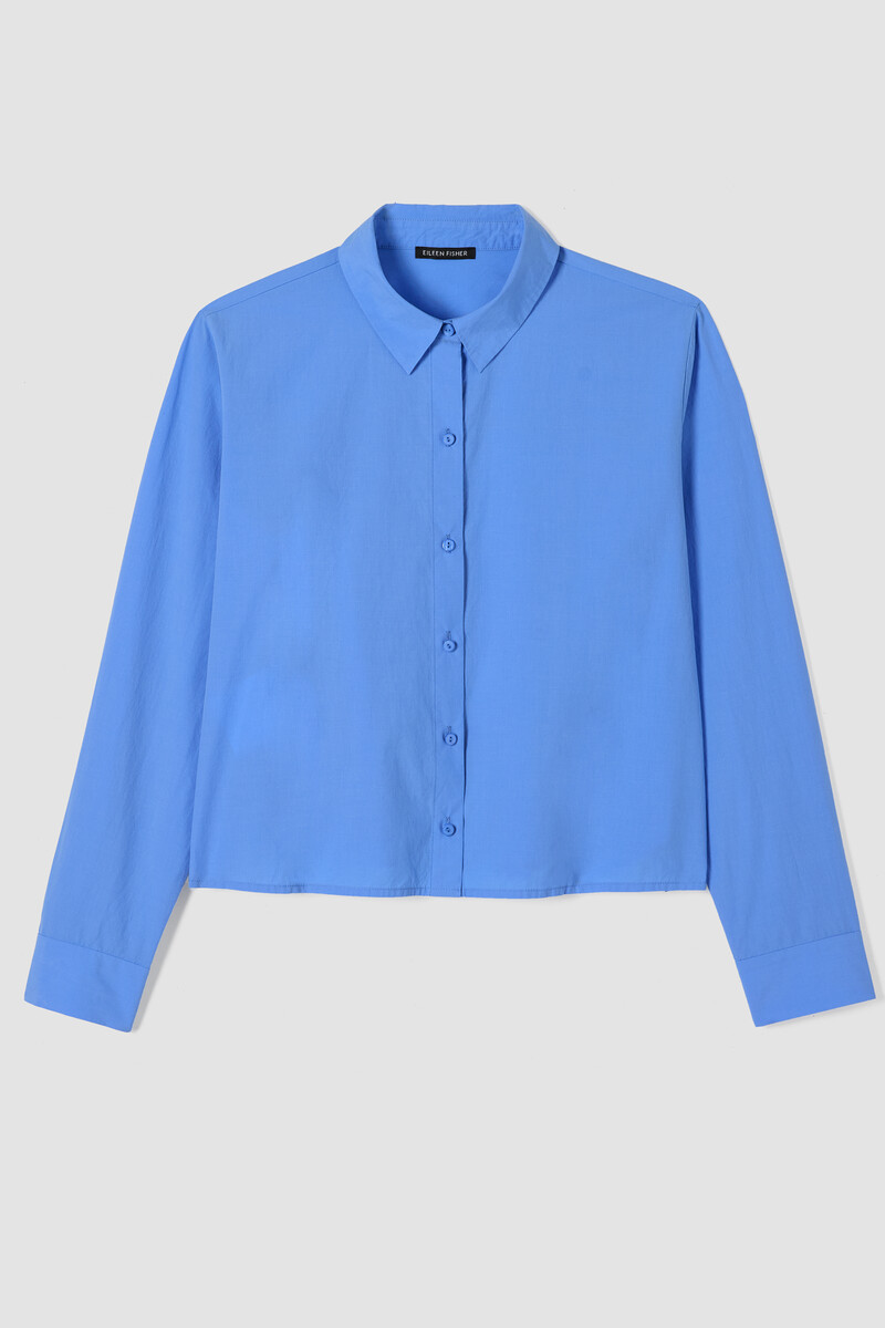 Washed Organic Cotton Poplin Classic Collar Short Shirt Washed Organic Cotton Poplin Classic Collar Short Shirt