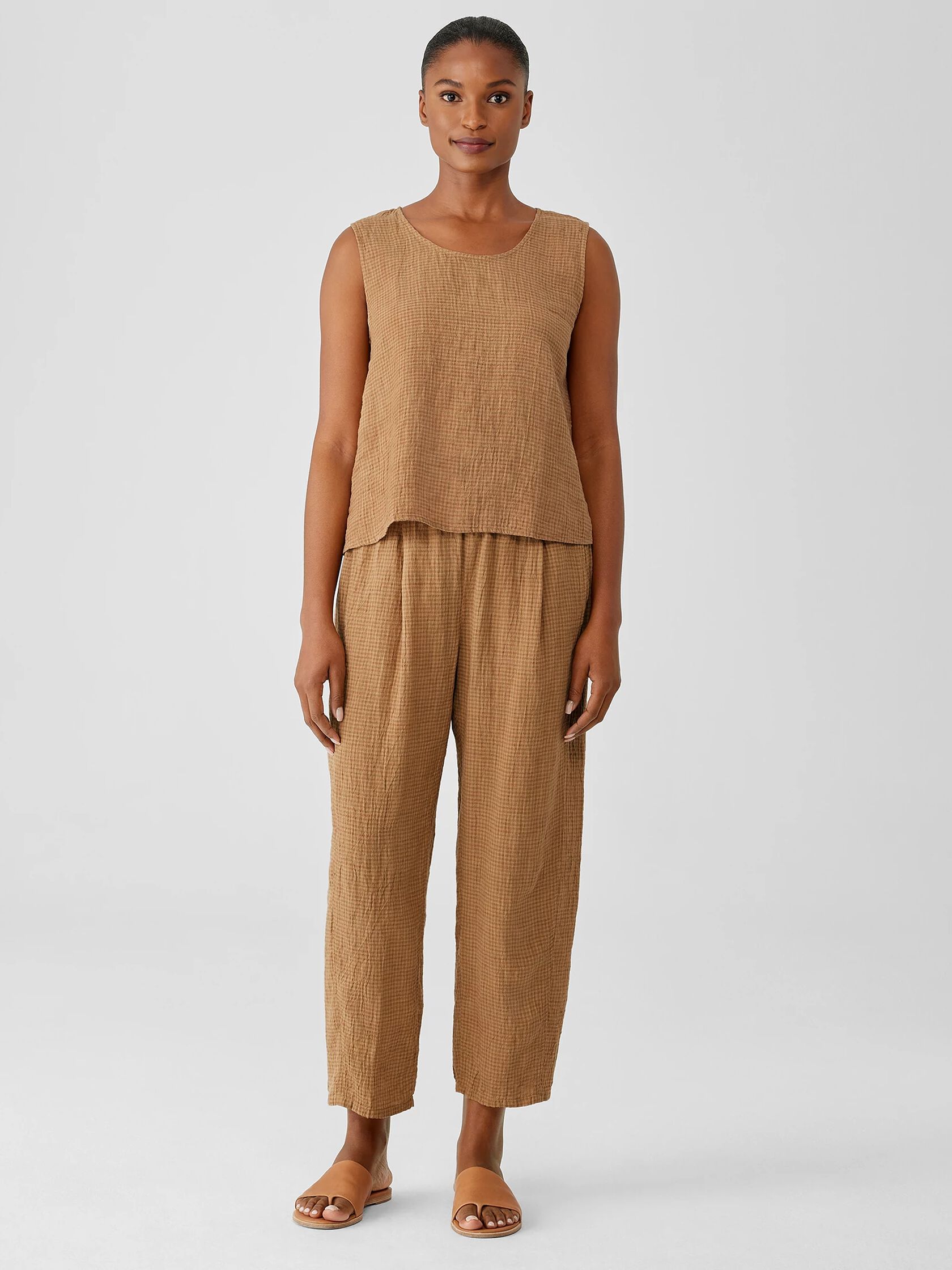 Puckered Organic Linen Lantern Pant