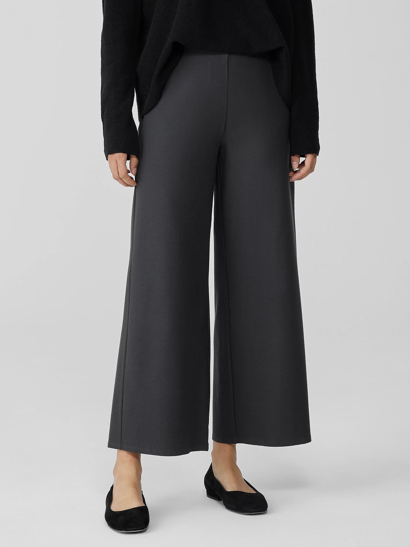 Washable Stretch Crepe Wide-Leg Pant