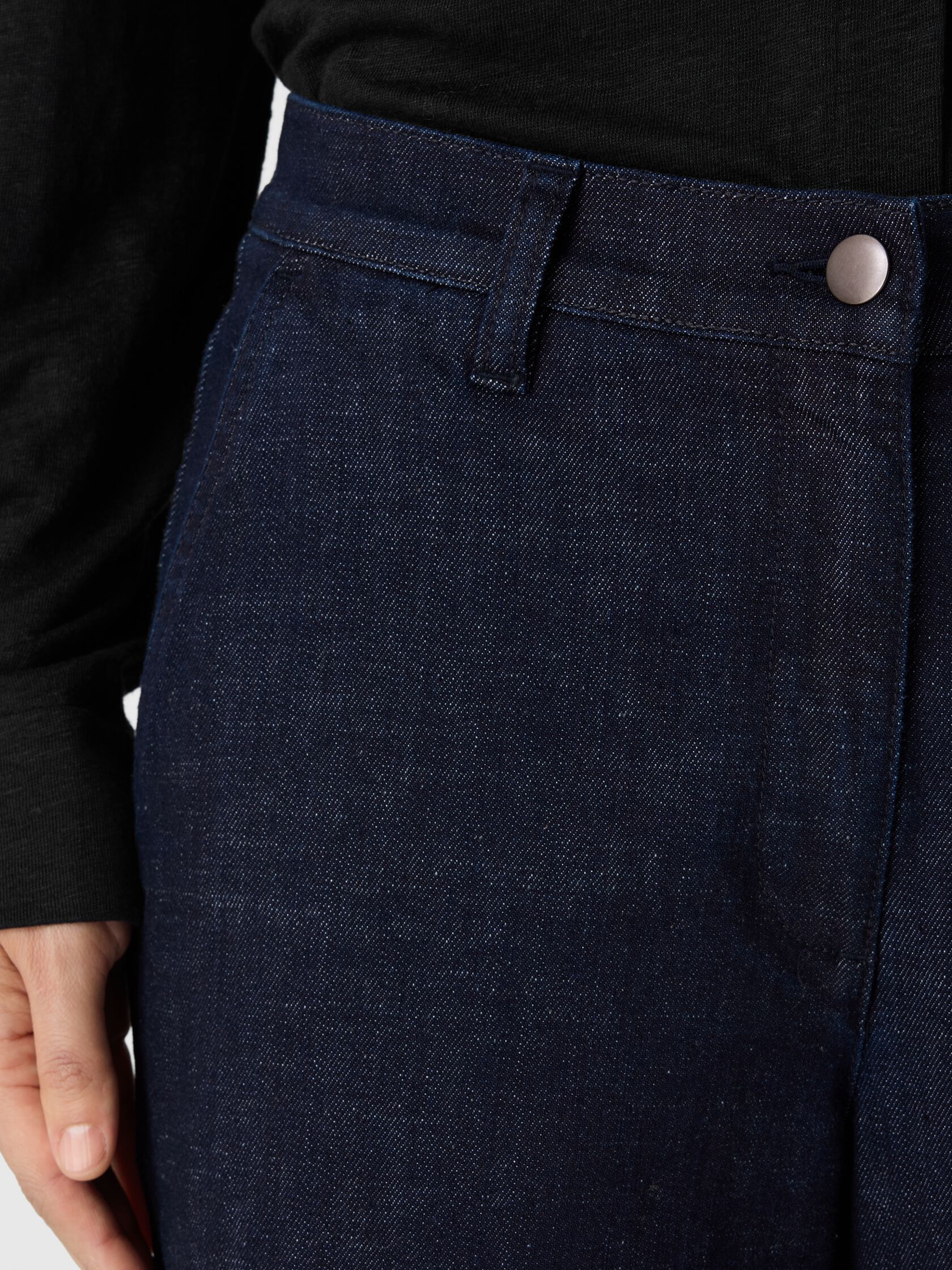 Cotton Stretch Denim Wide-Leg Jean