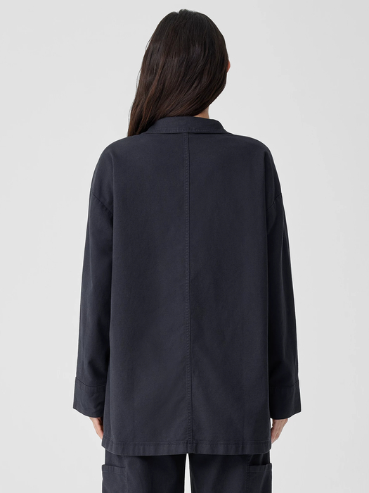 Cotton Hemp Stretch Stand Collar Jacket