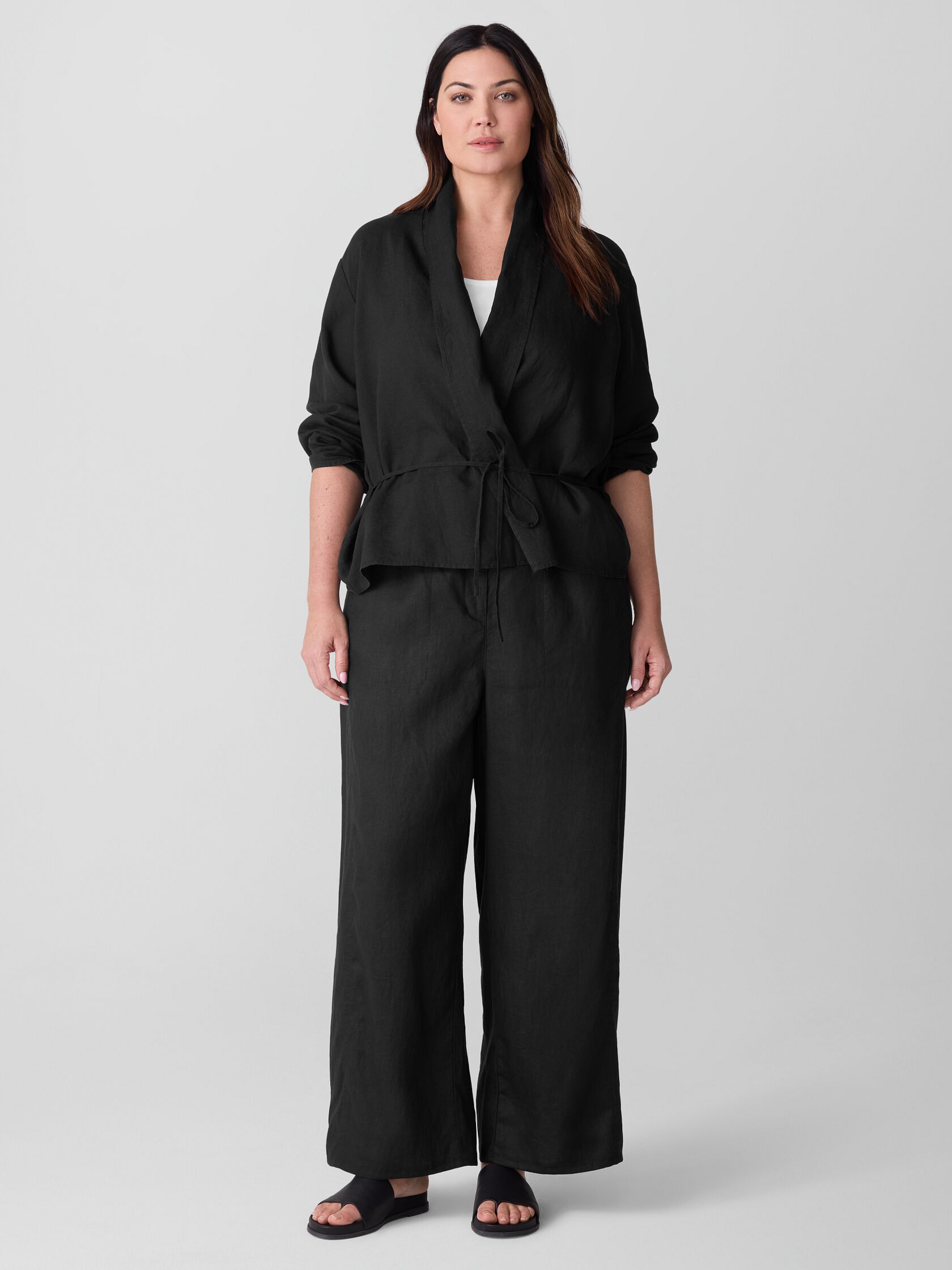 Organic Handkerchief Linen High Collar Jacket