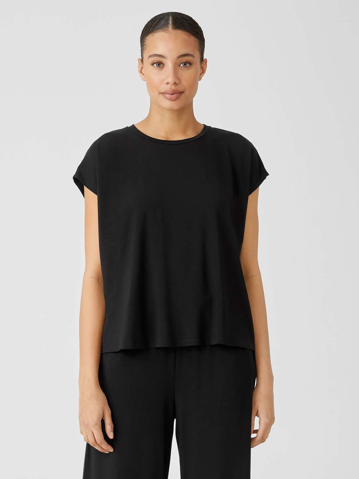 Fine Jersey Shirred-Back Top | EILEEN FISHER