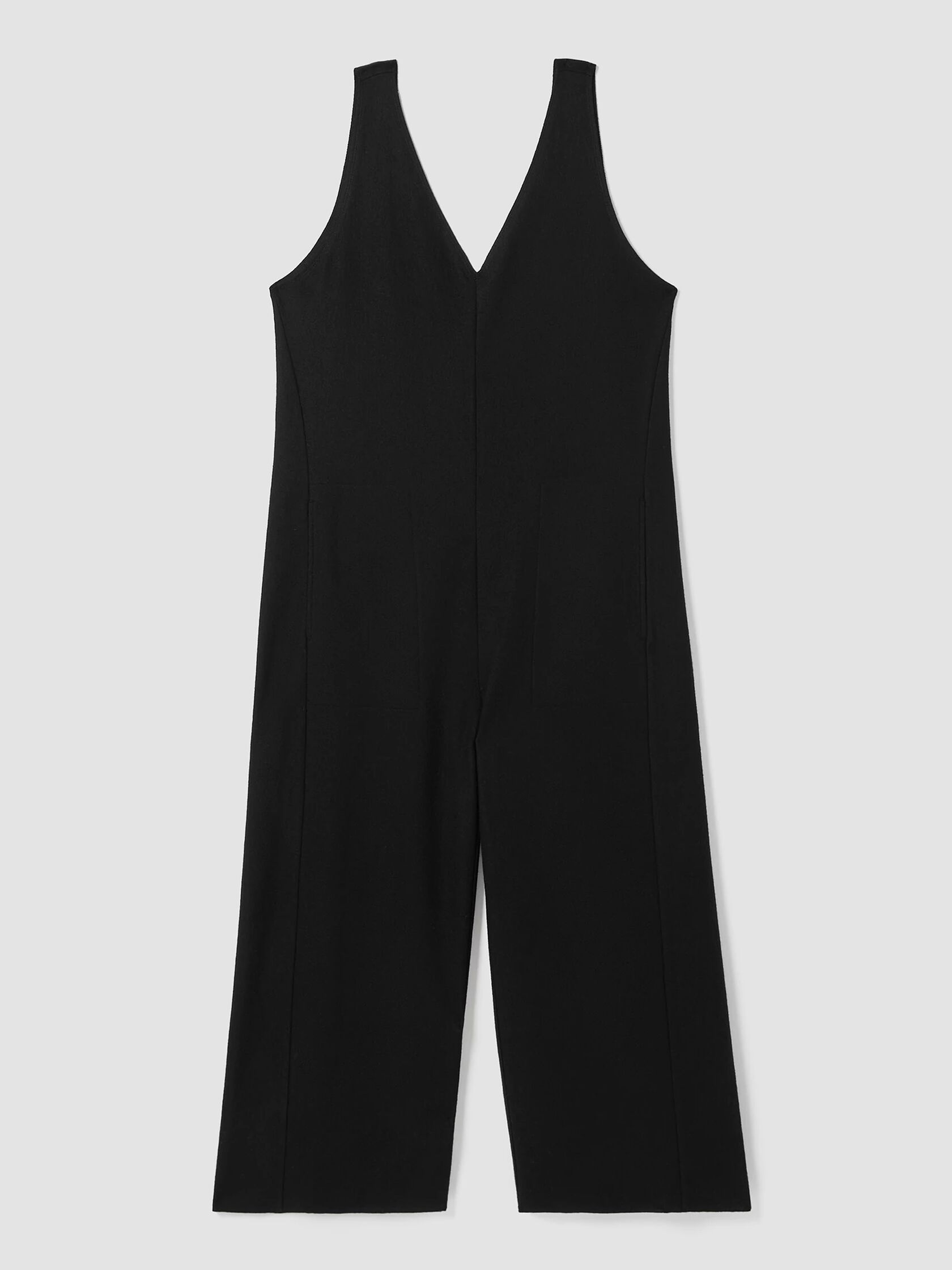 Boiled Wool Jersey V-Neck Jumpsuit