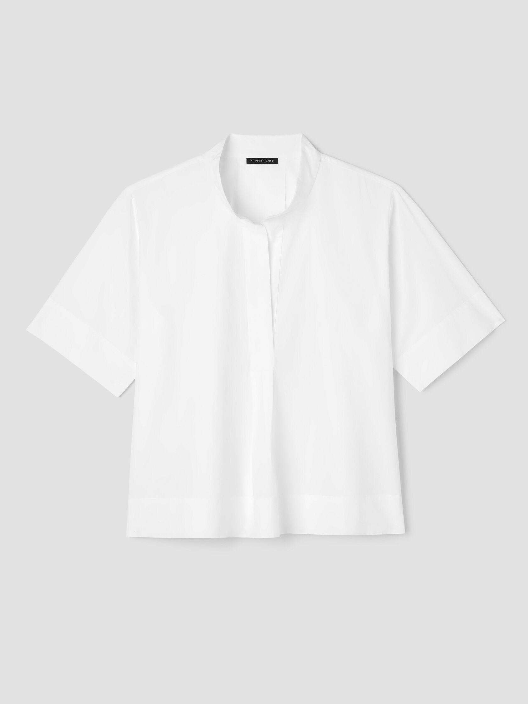 Washed Organic Cotton Poplin Split Neck Top