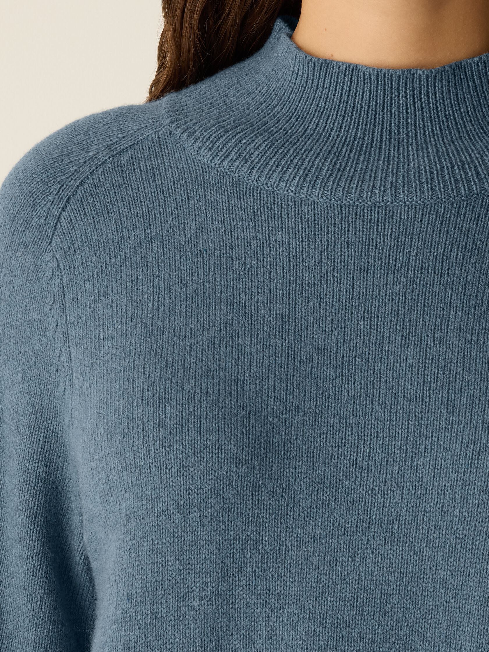 Cotton & Recycled Cashmere Turtleneck Long Top