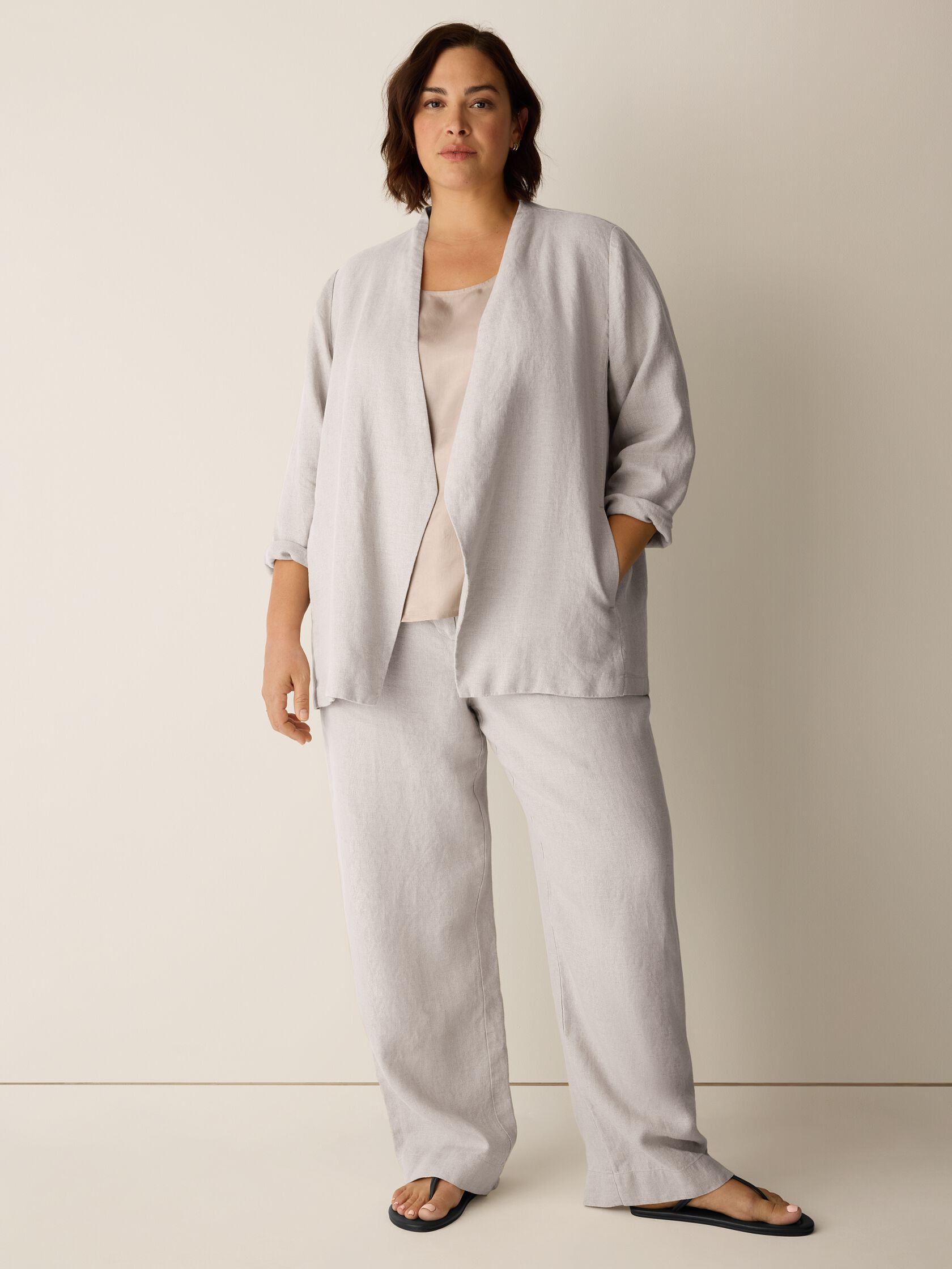 Heavy Organic Linen Full-Length Straight Trouser