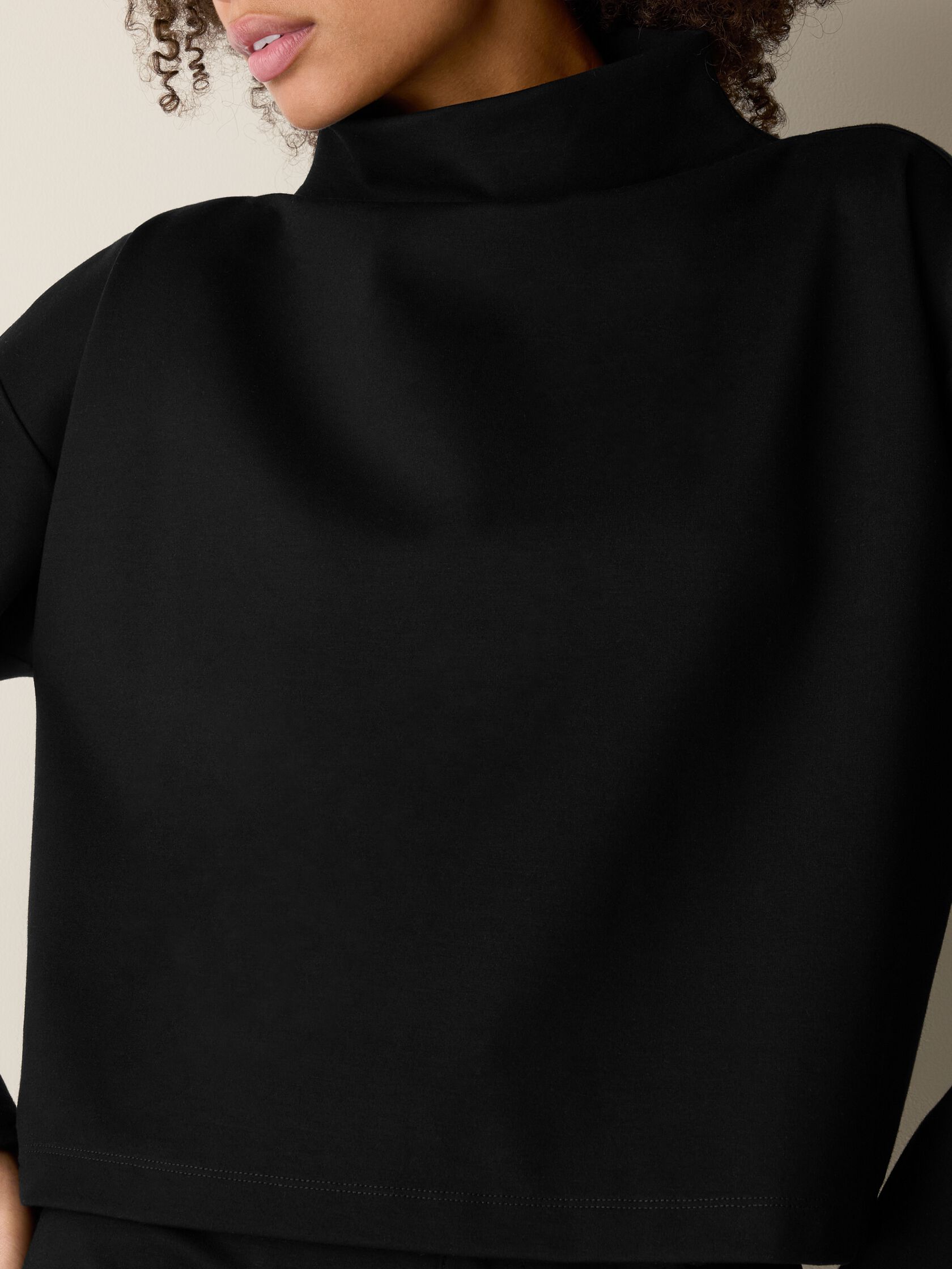 Lightweight Ponte Funnel Neck Top