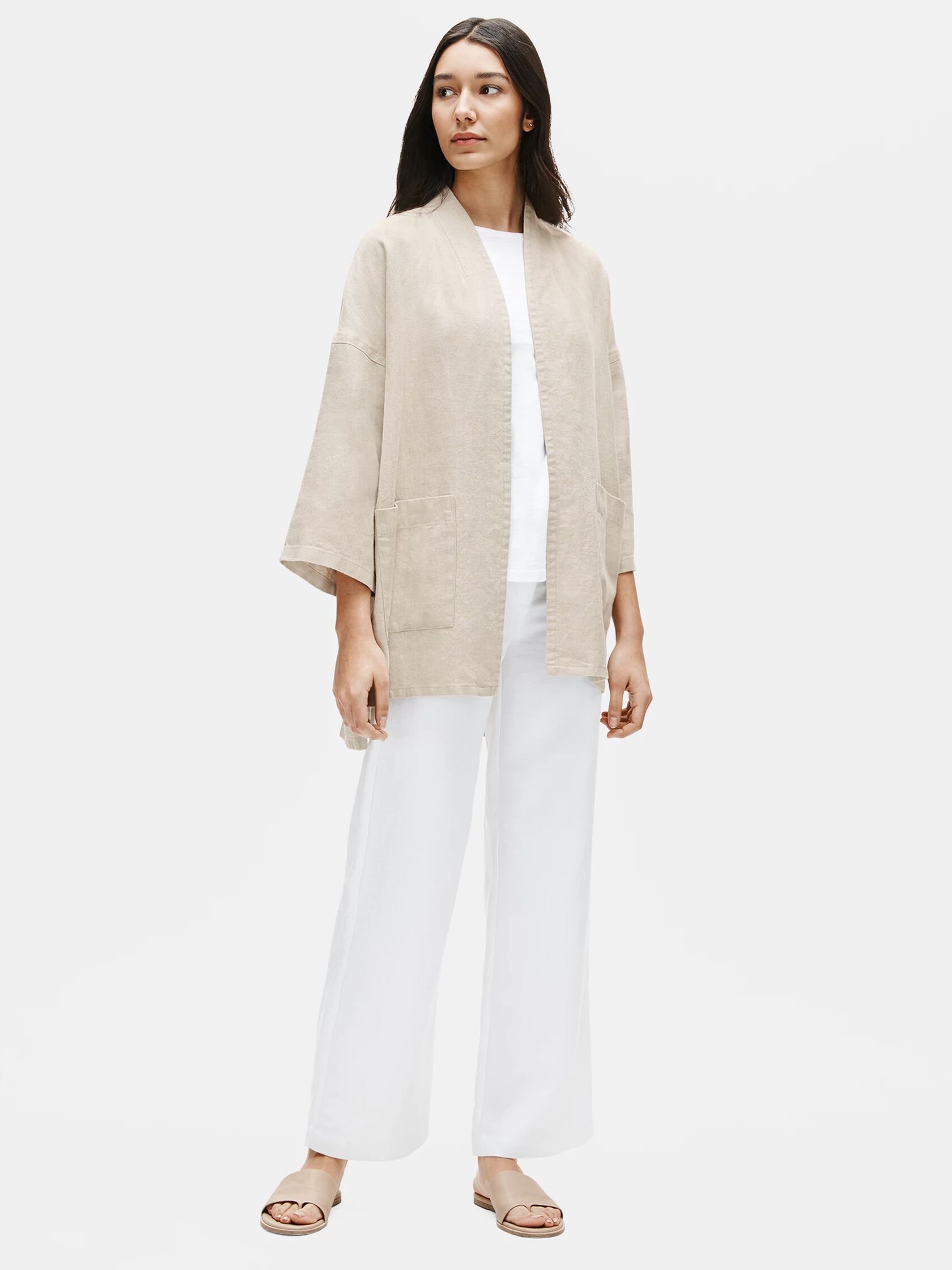 Heavy Organic Linen 3/4-Sleeve Jacket