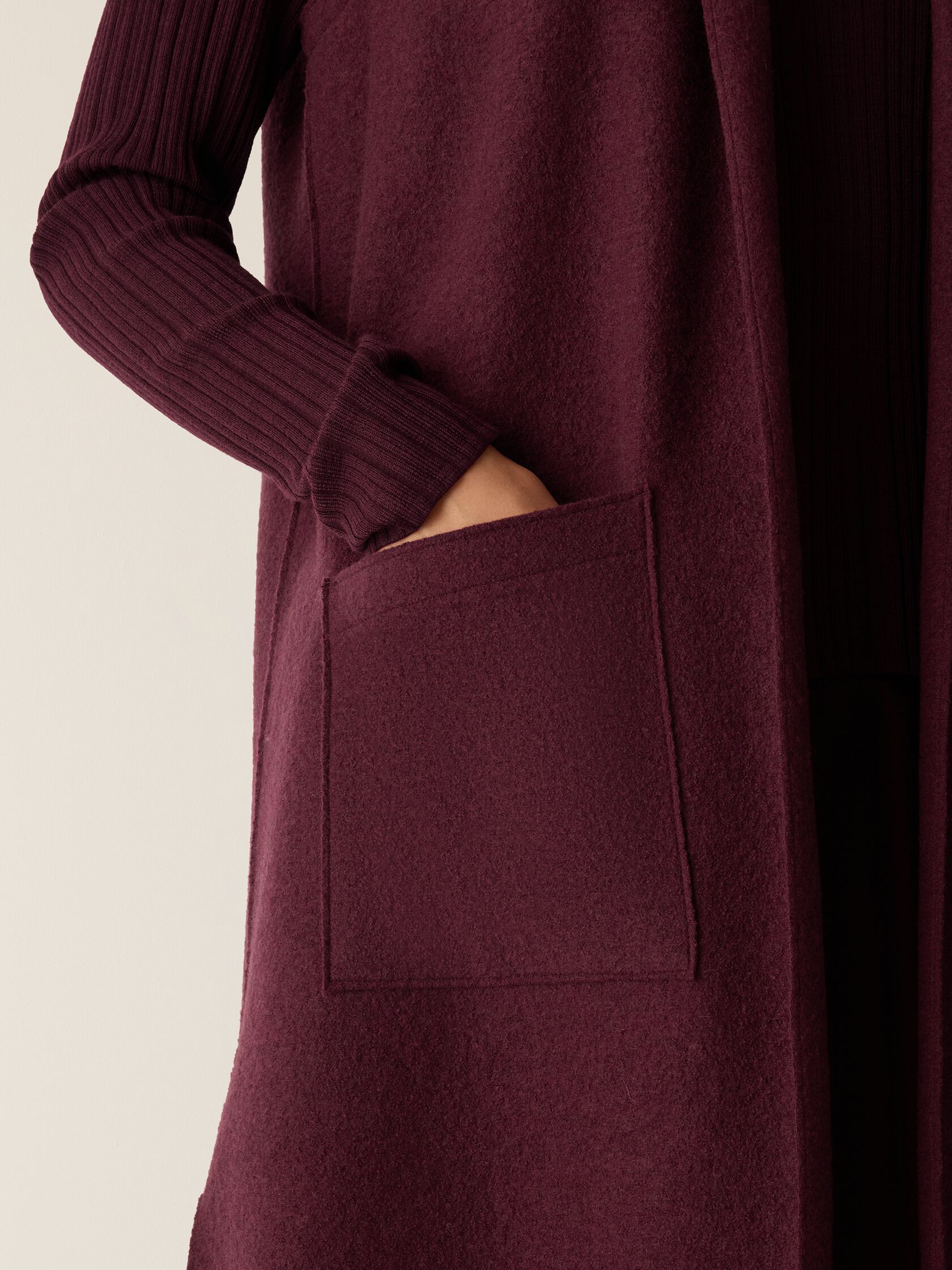 Lightweight Boiled Wool Shawl Collar Vest in Regenerative Wool