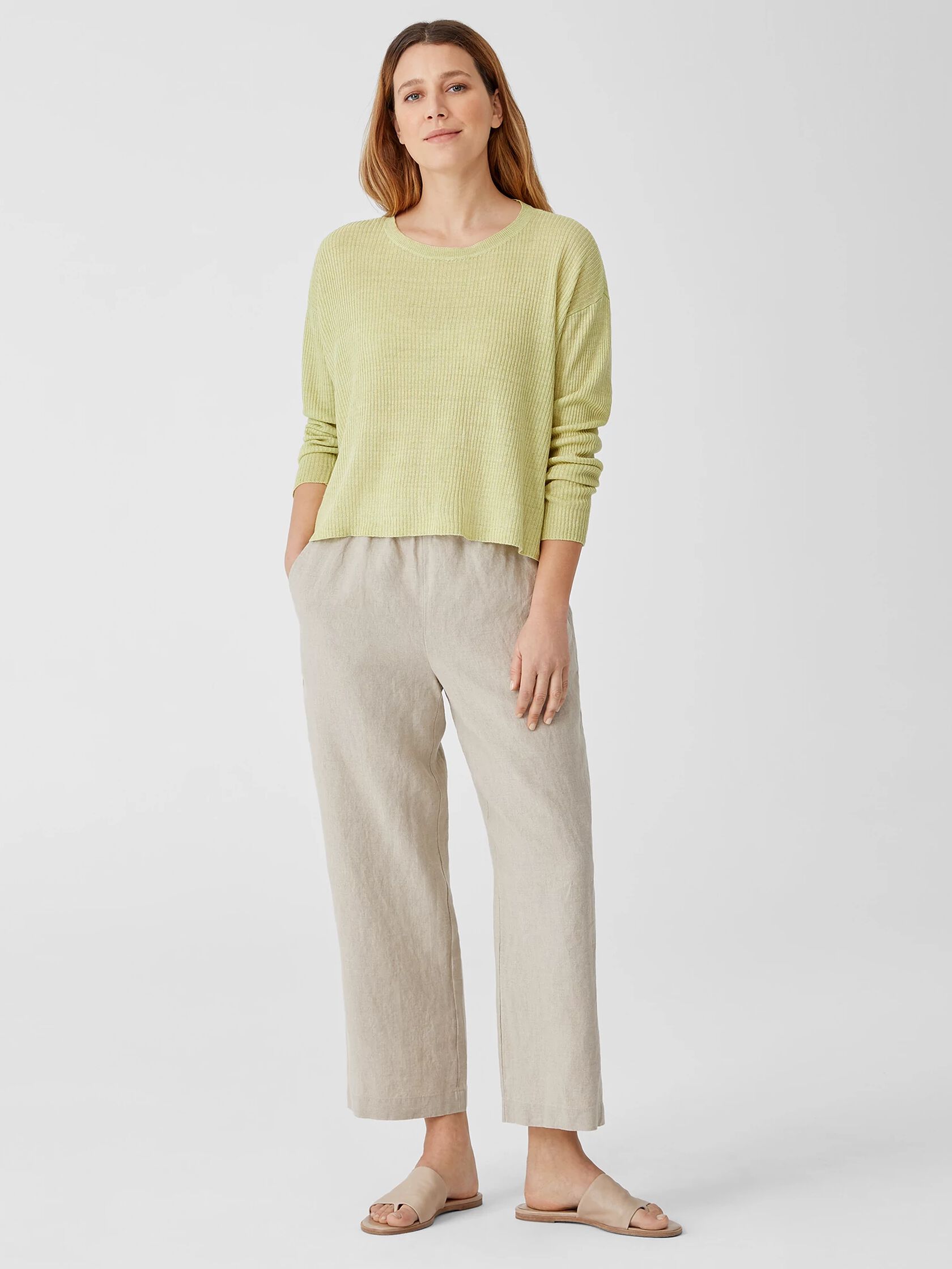 Organic Linen Delave Round Neck Top