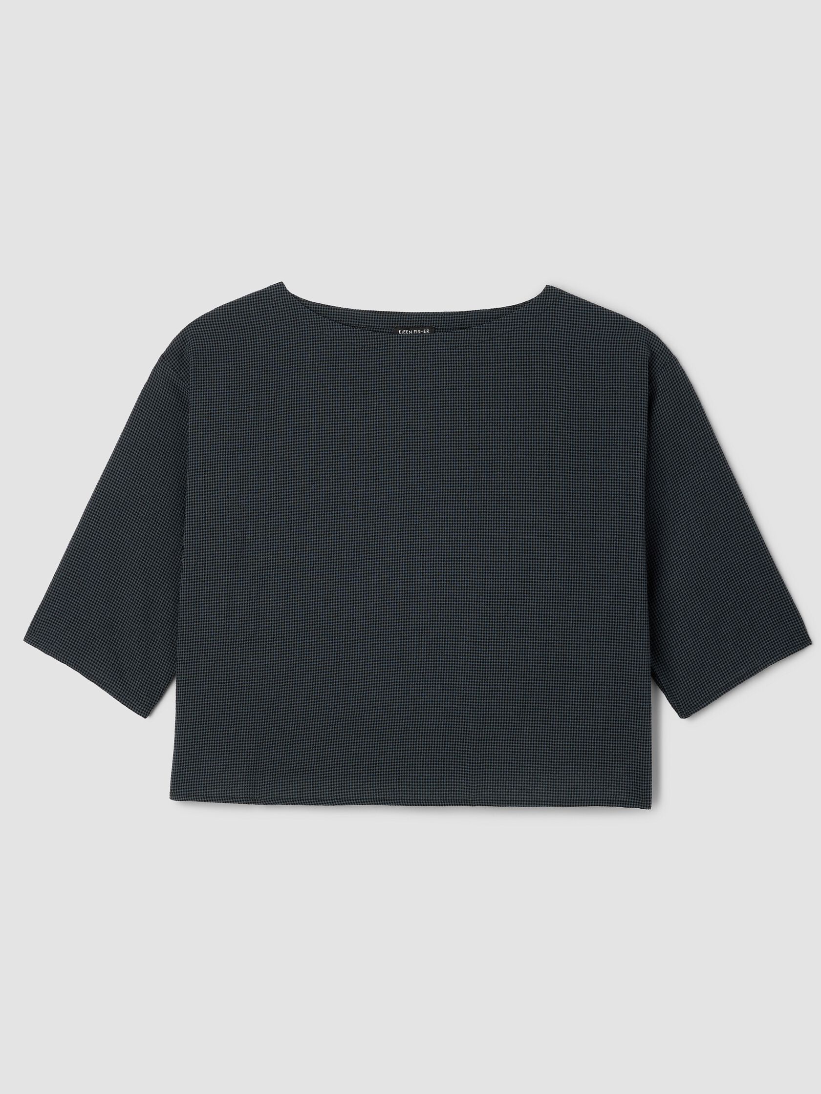 Mini Check Crepe Bateau Neck Box-Top