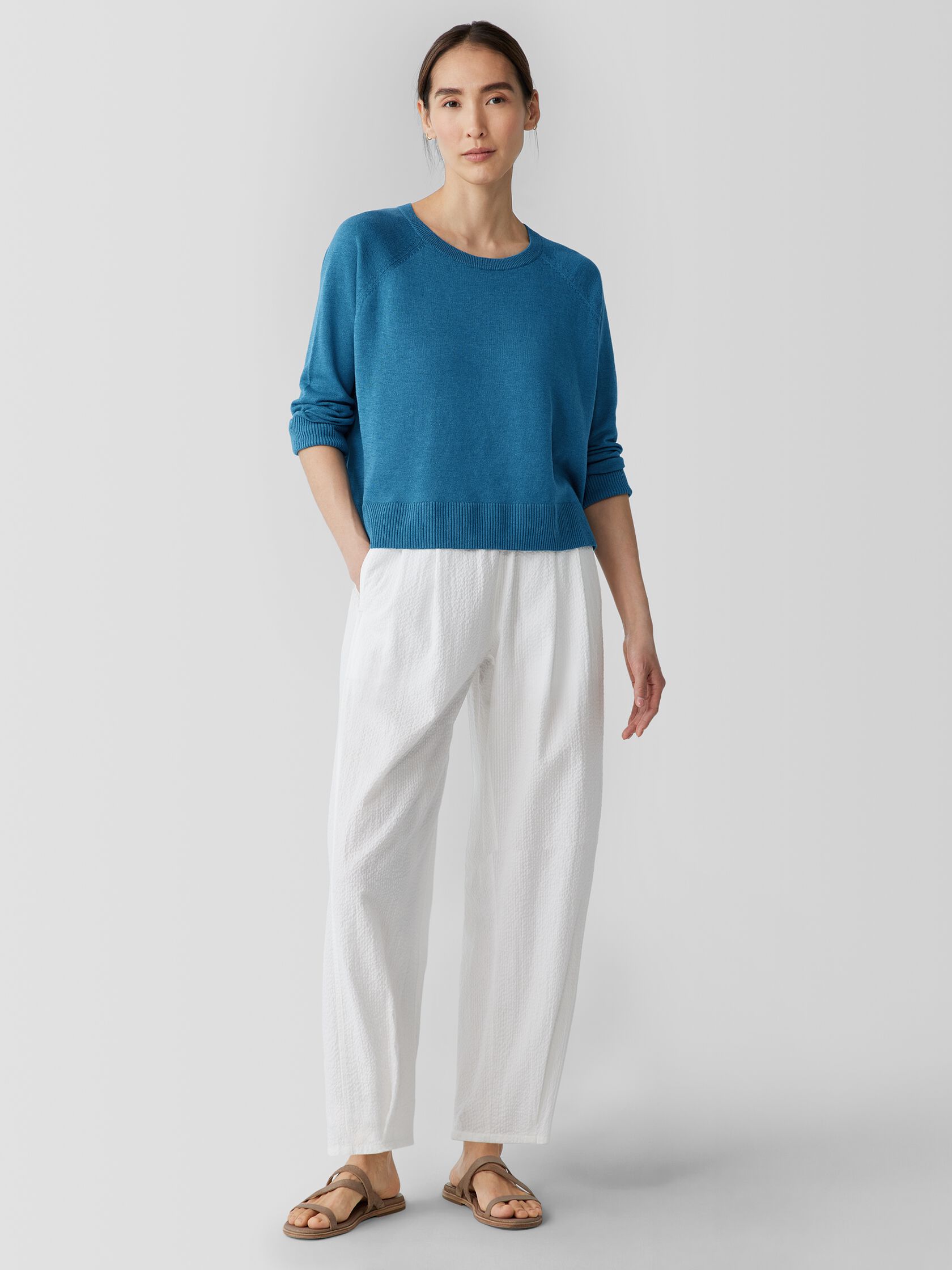 Organic Linen Cotton Raglan-Sleeve Top