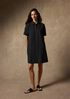 Cotton Blend Stripe Stitch Classic Collar Dress