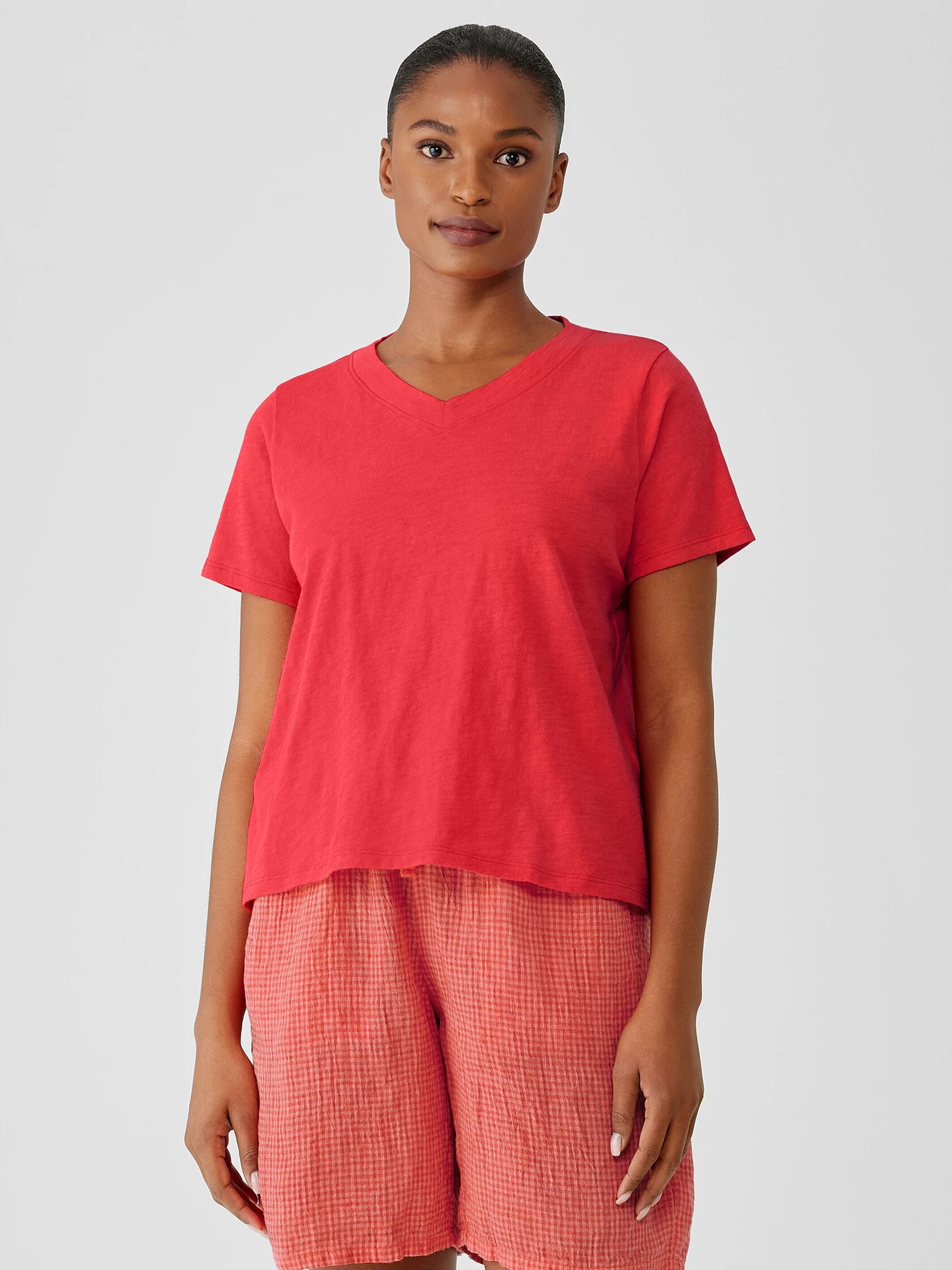 Organic Cotton Slub V-Neck Tee